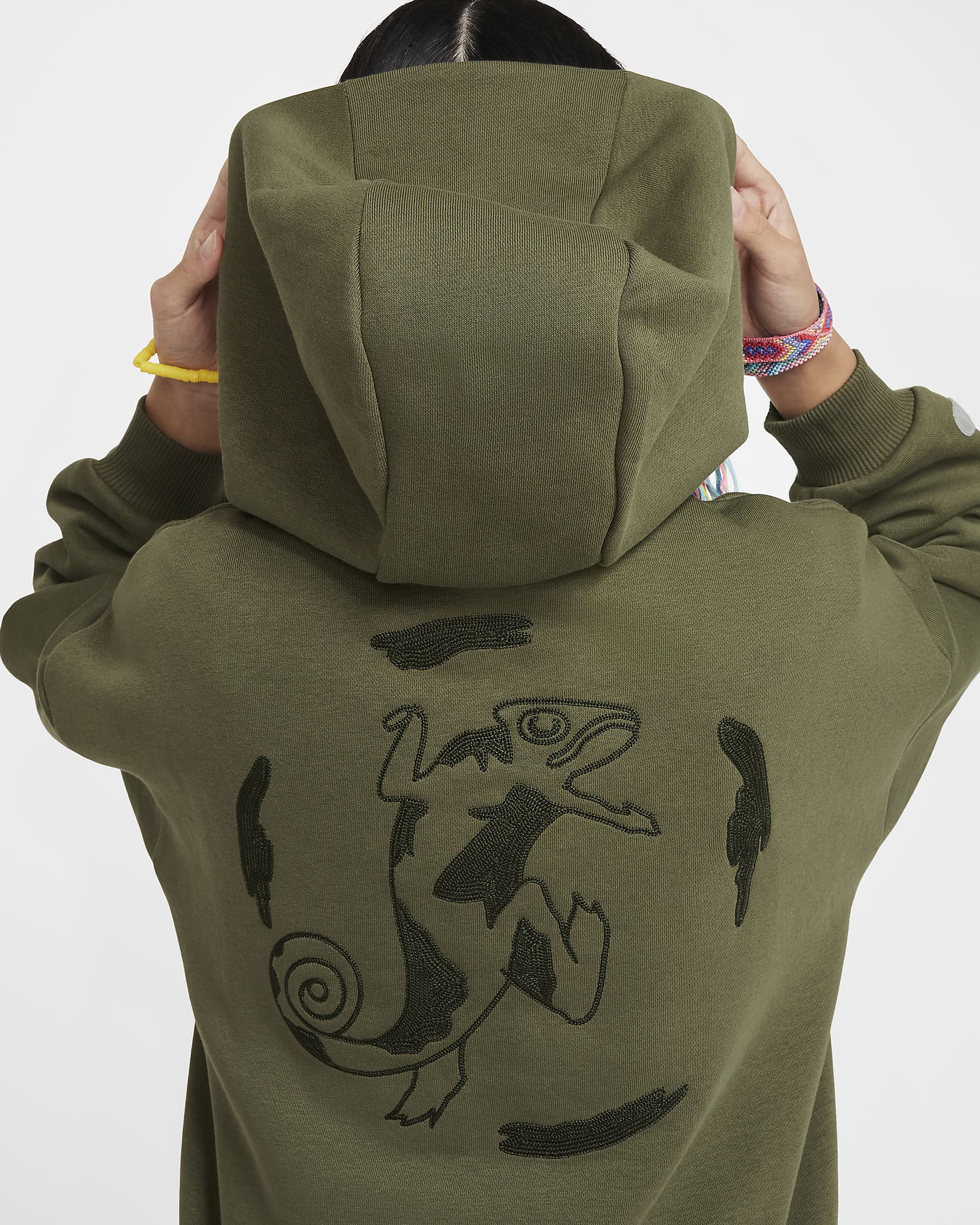 Hoodie de skateboard folgado Nike SB Júnior - Medium Olive/Branco