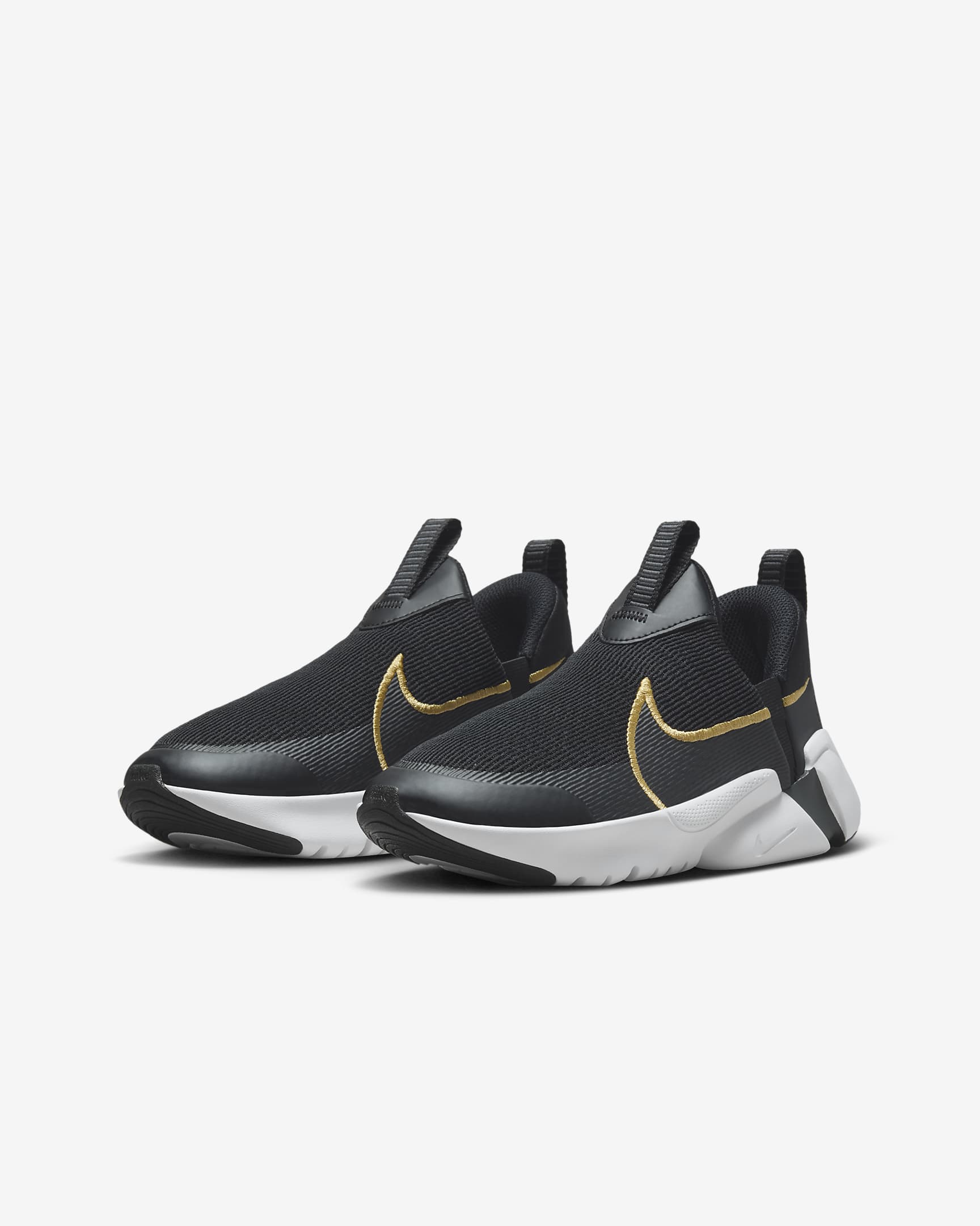 Nike Flex Plus 2 Older Kids' Running Shoes - Black/Dark Smoke Grey/White/Metallic Gold