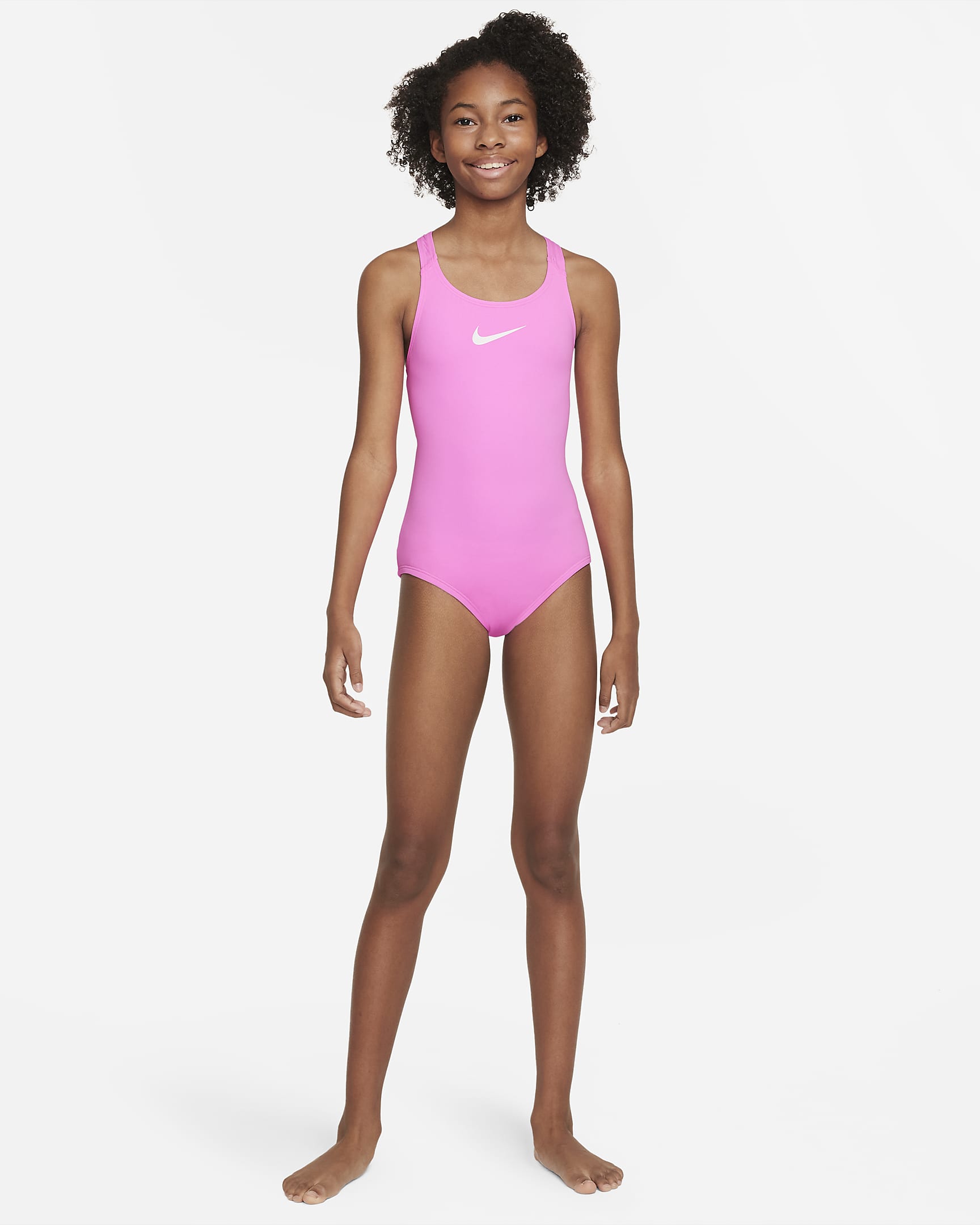 Nike Essential Big Kids' (Girls') Racerback 1-Piece Swimsuit - Pink Spell