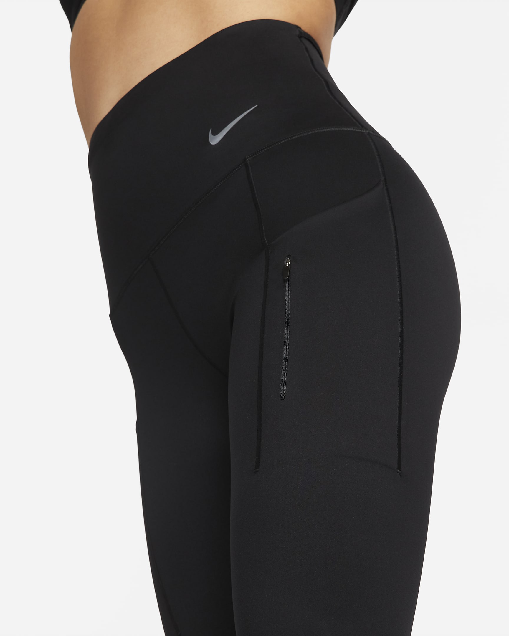 Nike Go Women's Firm-Support High-Waisted 7/8 Leggings with Pockets - Black/Black