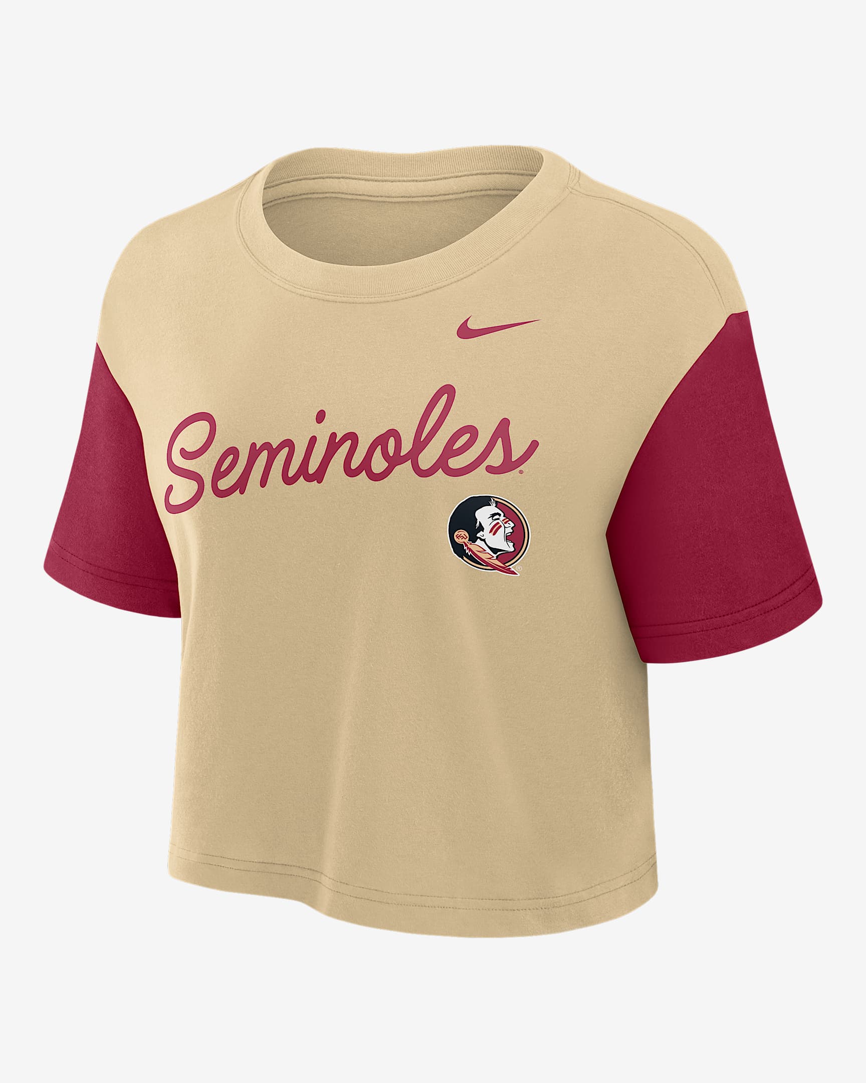 Florida State Script Women's Nike Dri-FIT College Cropped T-Shirt - Gold