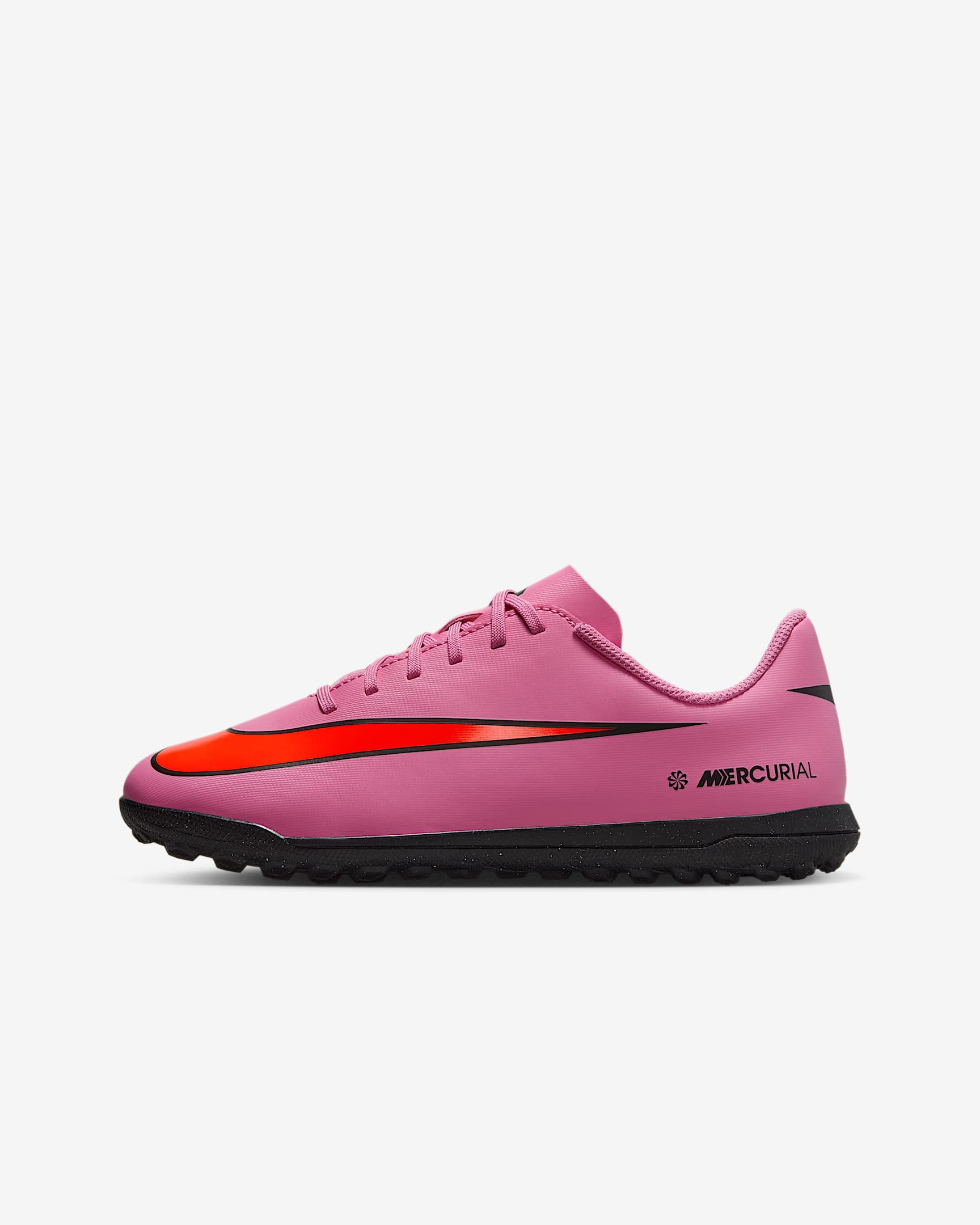Nike Jr. Mercurial Vapor 16 Club Younger/Older Kids' Turf Low-Top Football Boot - Magic Flamingo/Total Crimson/Black