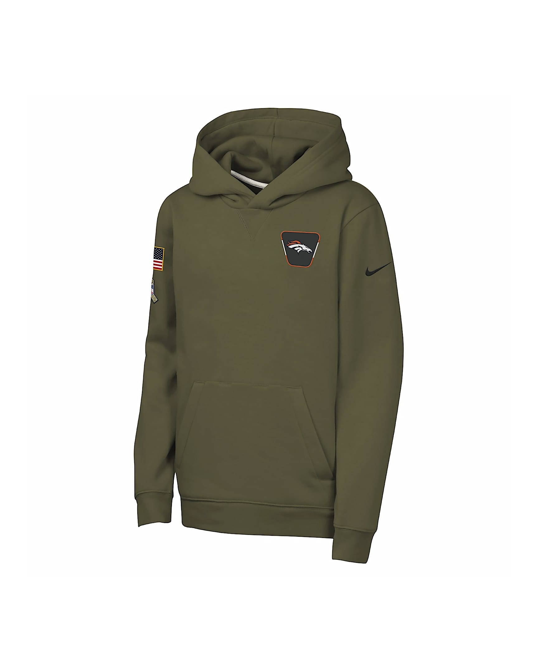 Nike Club Fleece (NFL Denver Broncos) Big Kids' "Salute to Service" Pullover Hoodie - Olive