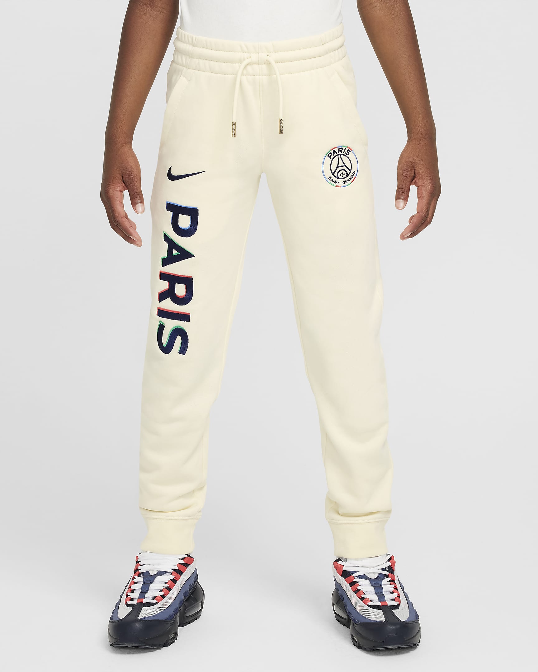 Paris Saint-Germain Club Fleece Older Kids' (Boys') Nike Football French Terry Jogger - Coconut Milk/Midnight Navy