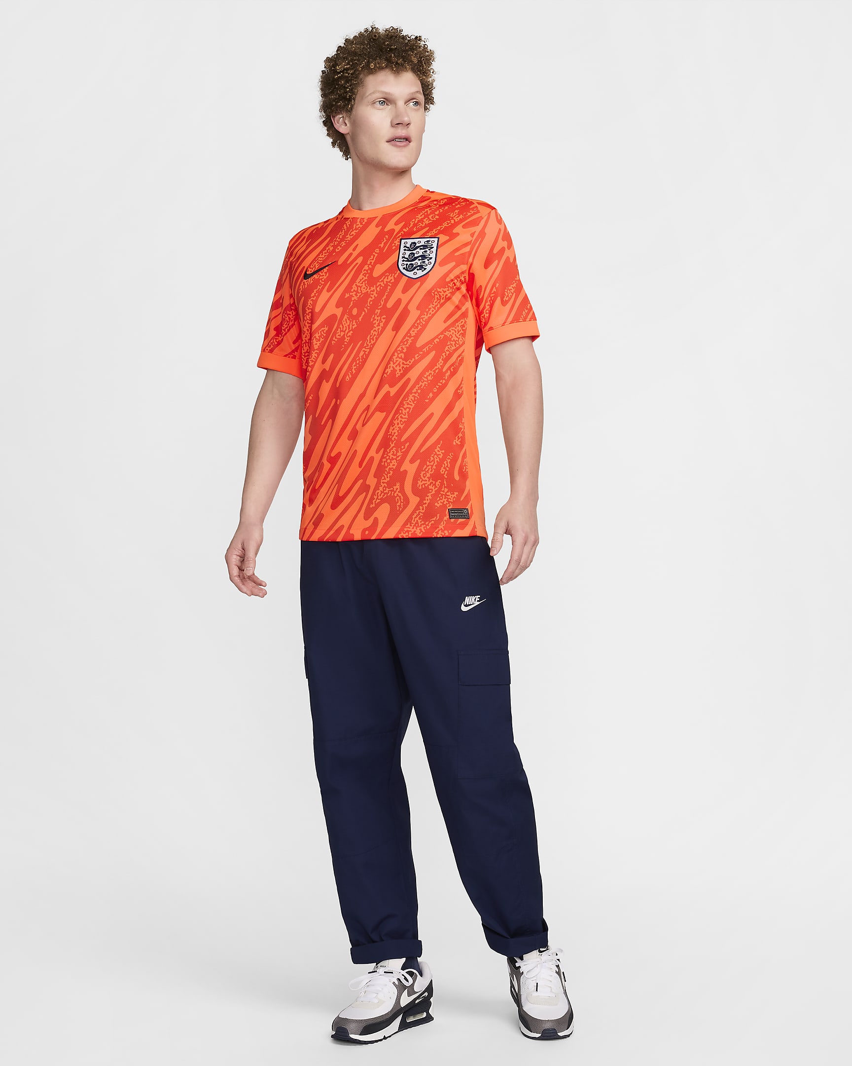 England (Women's Team) 2024/25 Stadium Goalkeeper Men's Nike Dri-FIT Football Replica Short-Sleeve Shirt - Total Orange/Safety Orange/Safety Orange/Black