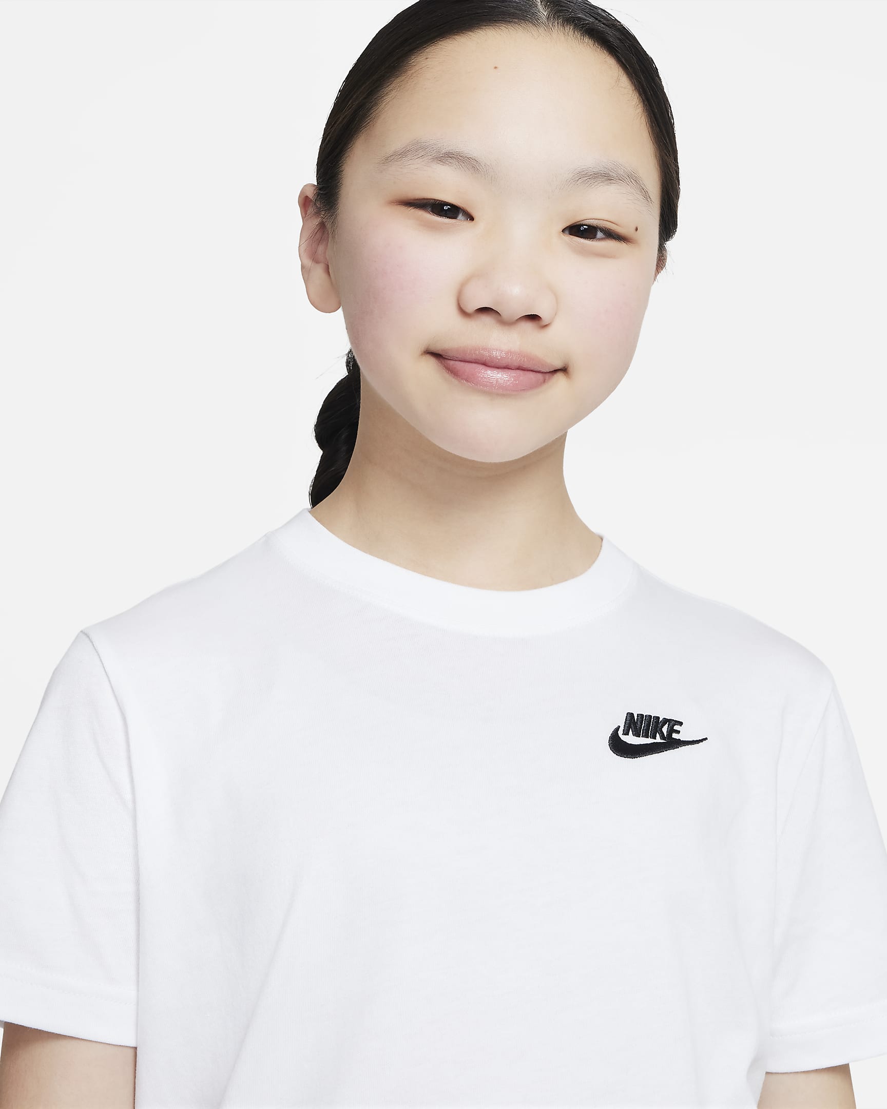 Nike Sportswear-T-shirt til større børn (piger) - hvid/sort