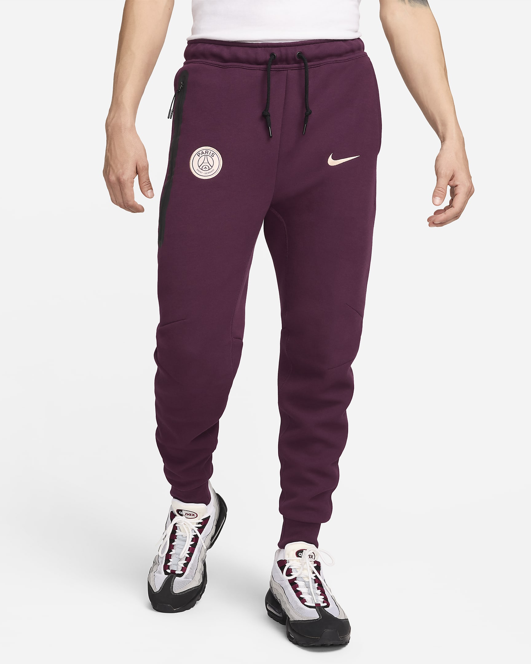 Paris Saint-Germain Tech Fleece Men's Nike Football Joggers - Bordeaux/Guava Ice