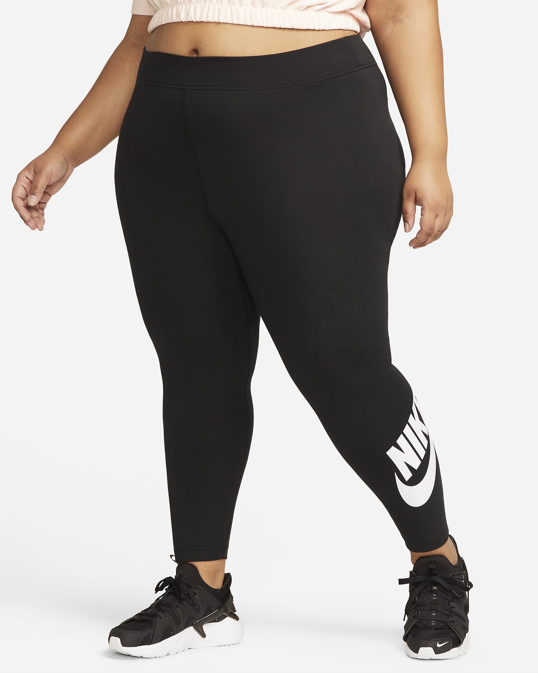 Nike Sportswear Classics Women's High-Waisted Graphic Leggings (Plus Size) - Black/White