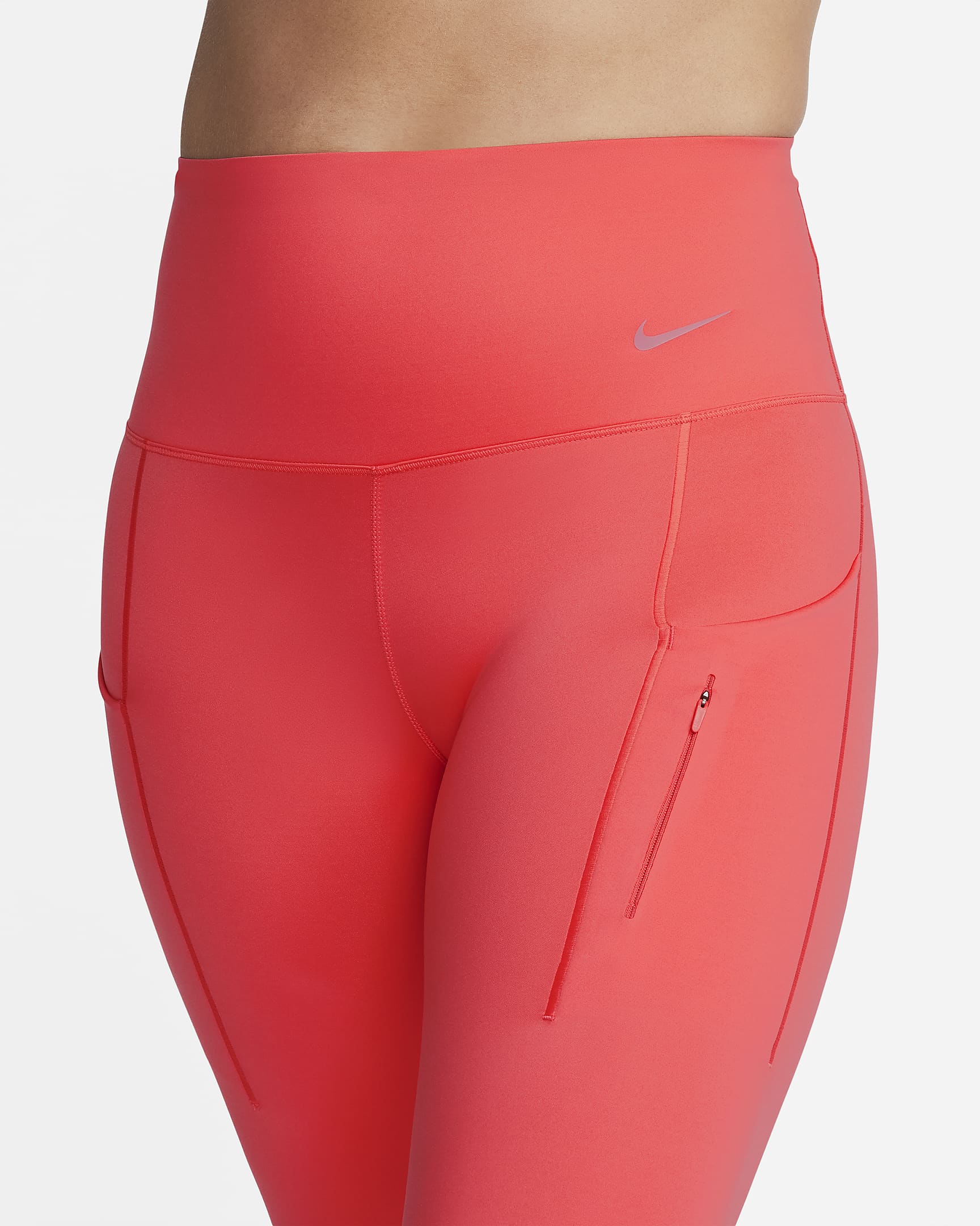 Leggings de tiro alto de 7/8 de sujeción firme con bolsillos para mujer Nike Go - Brasa resplandor/Negro