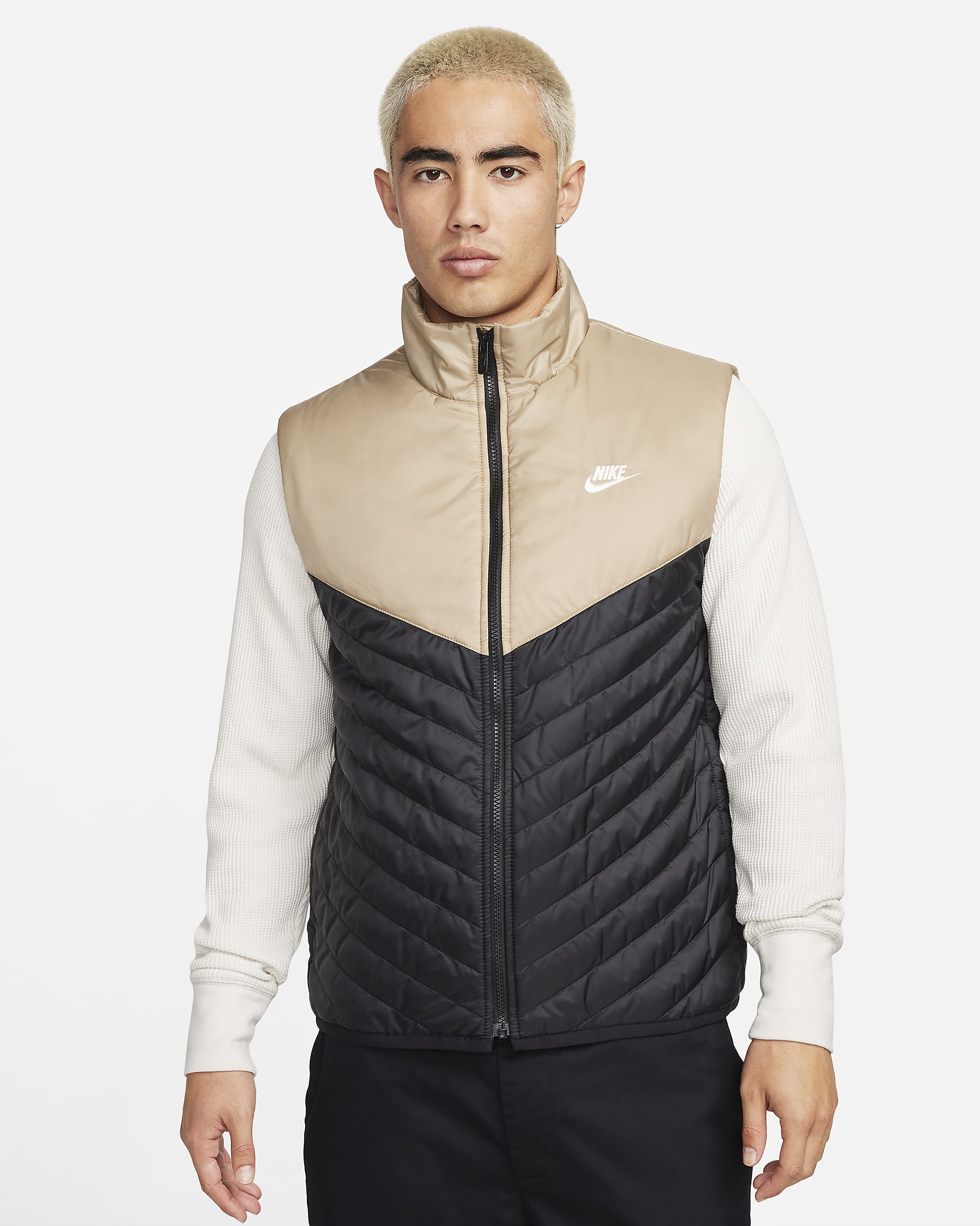 Nike Therma-FIT Windrunner Men's Midweight Puffer Vest - Black/Khaki/Sail