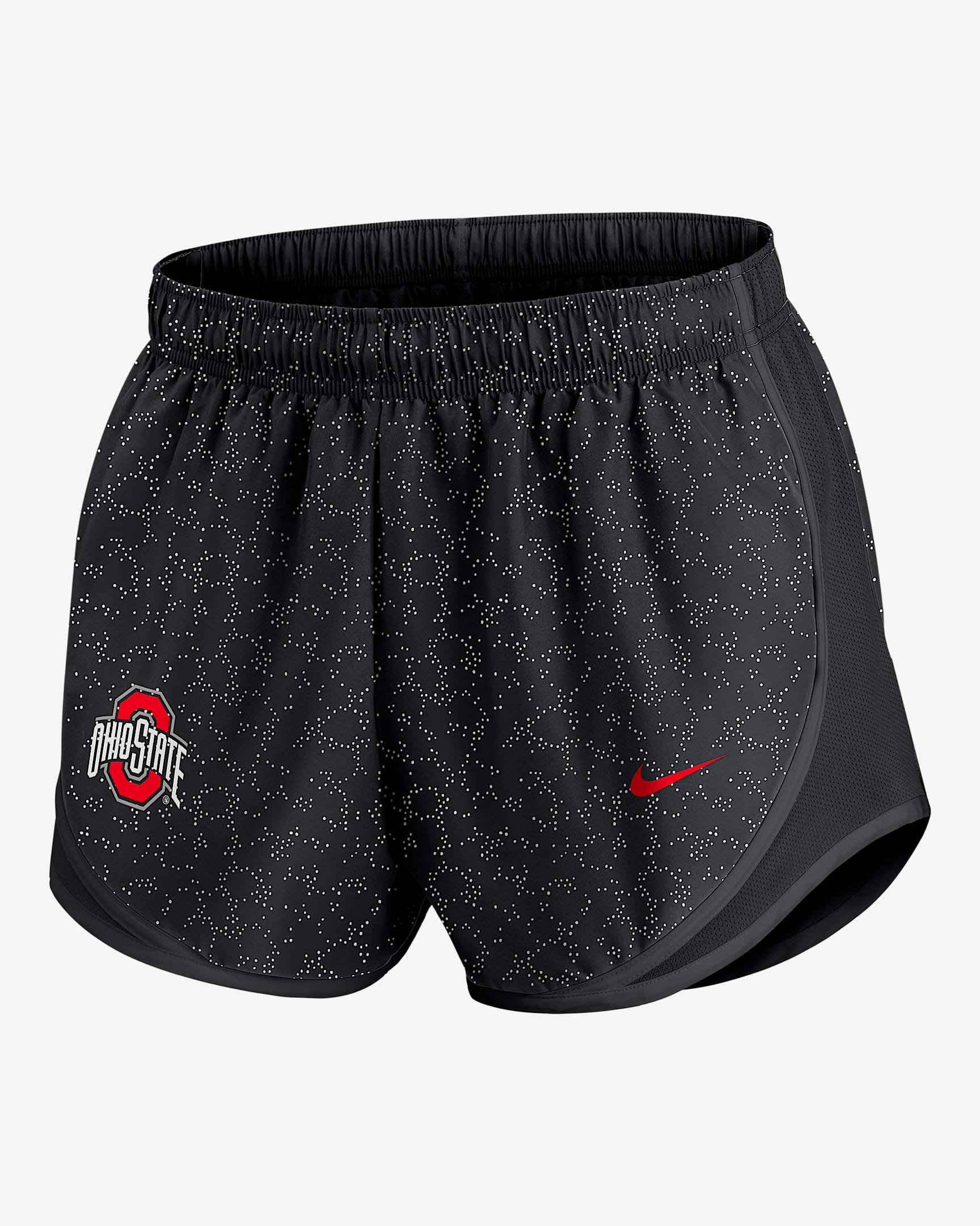 Shorts universitarios Nike Dri-FIT para mujer Ohio State Pattern Tempo - Negro
