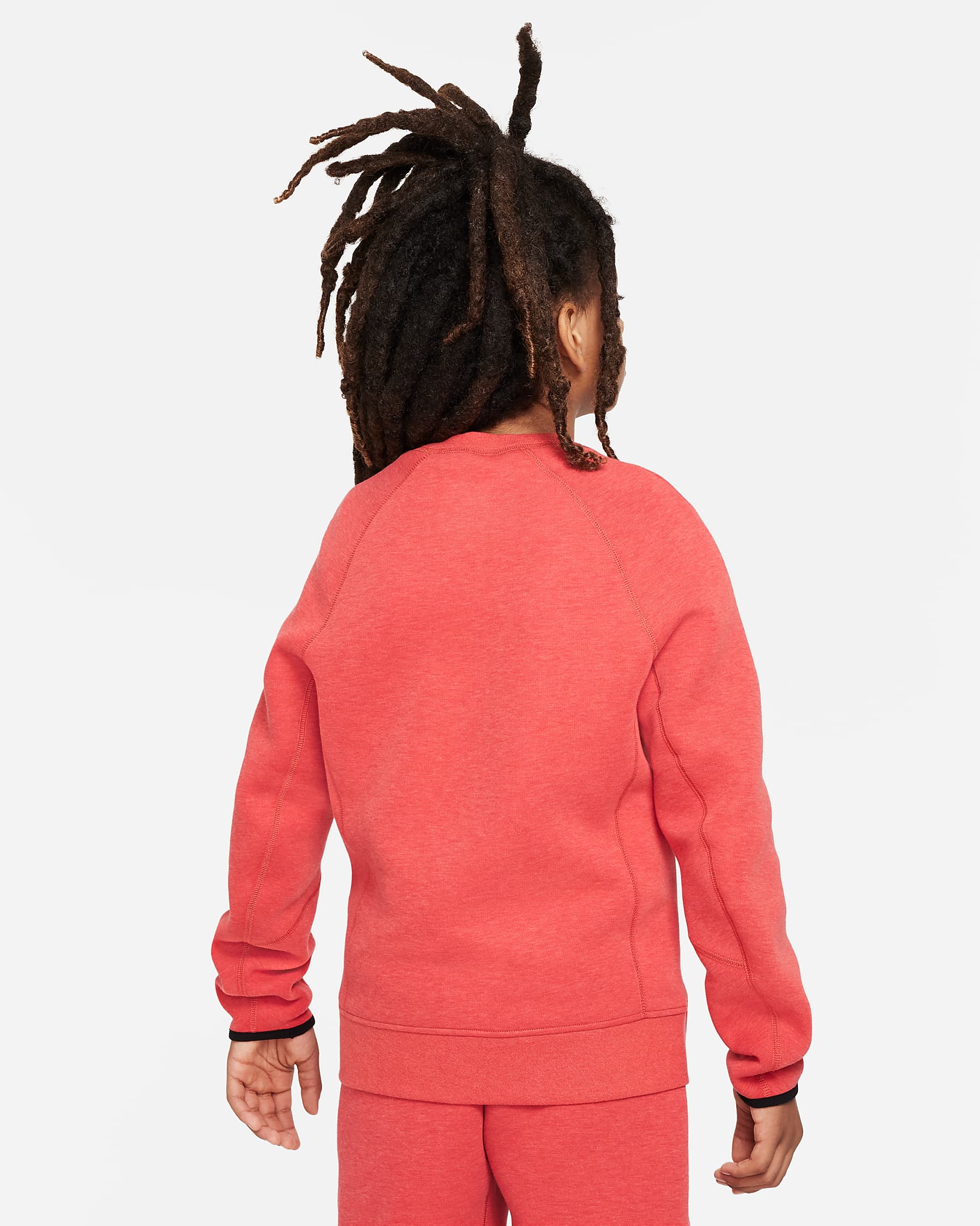 Nike Sportswear Tech Fleece Big Kids' (Boys') Sweatshirt - Light University Red Heather/Black/Black