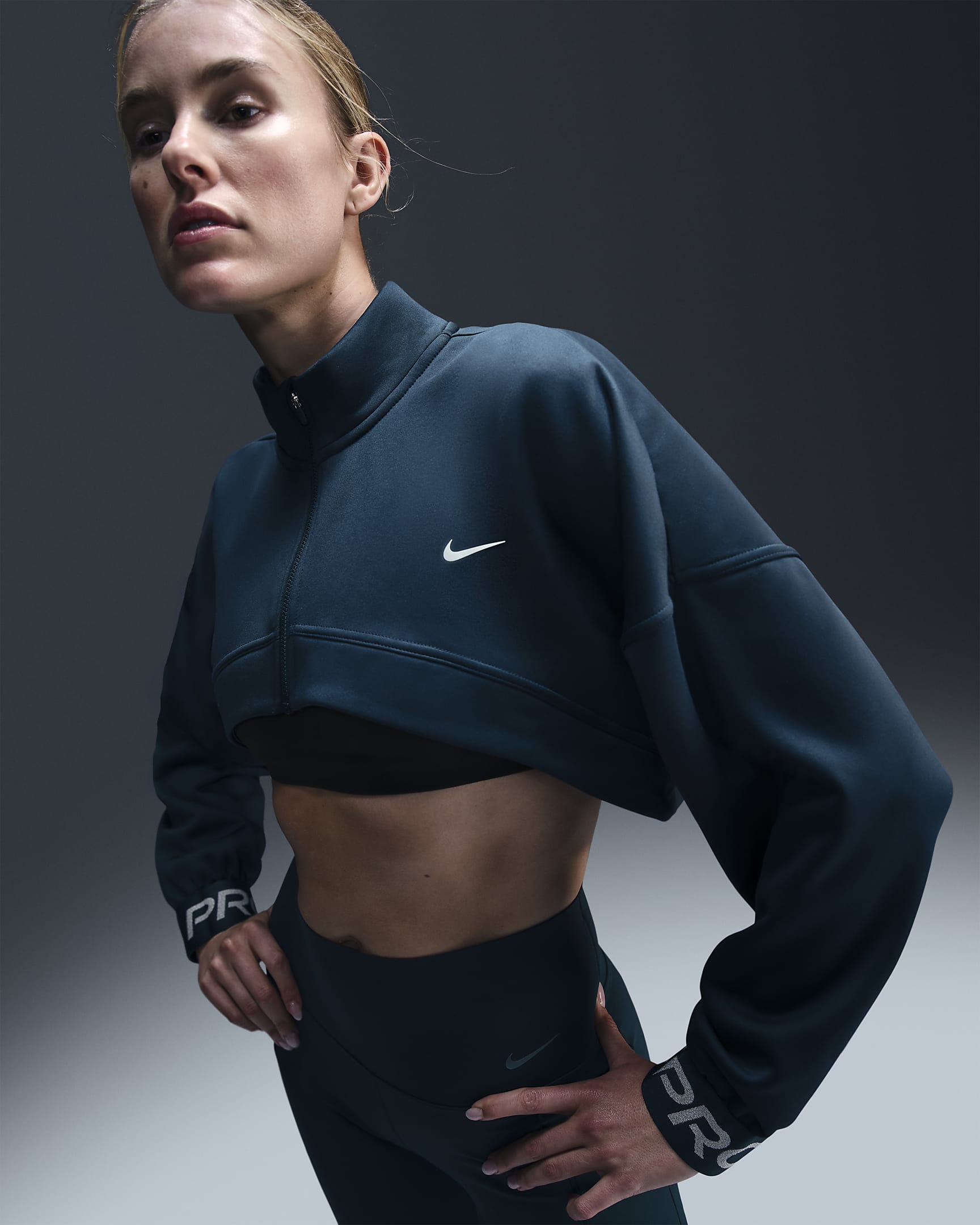 Nike Pro-trøje i fleece til kvinder - Armory Navy