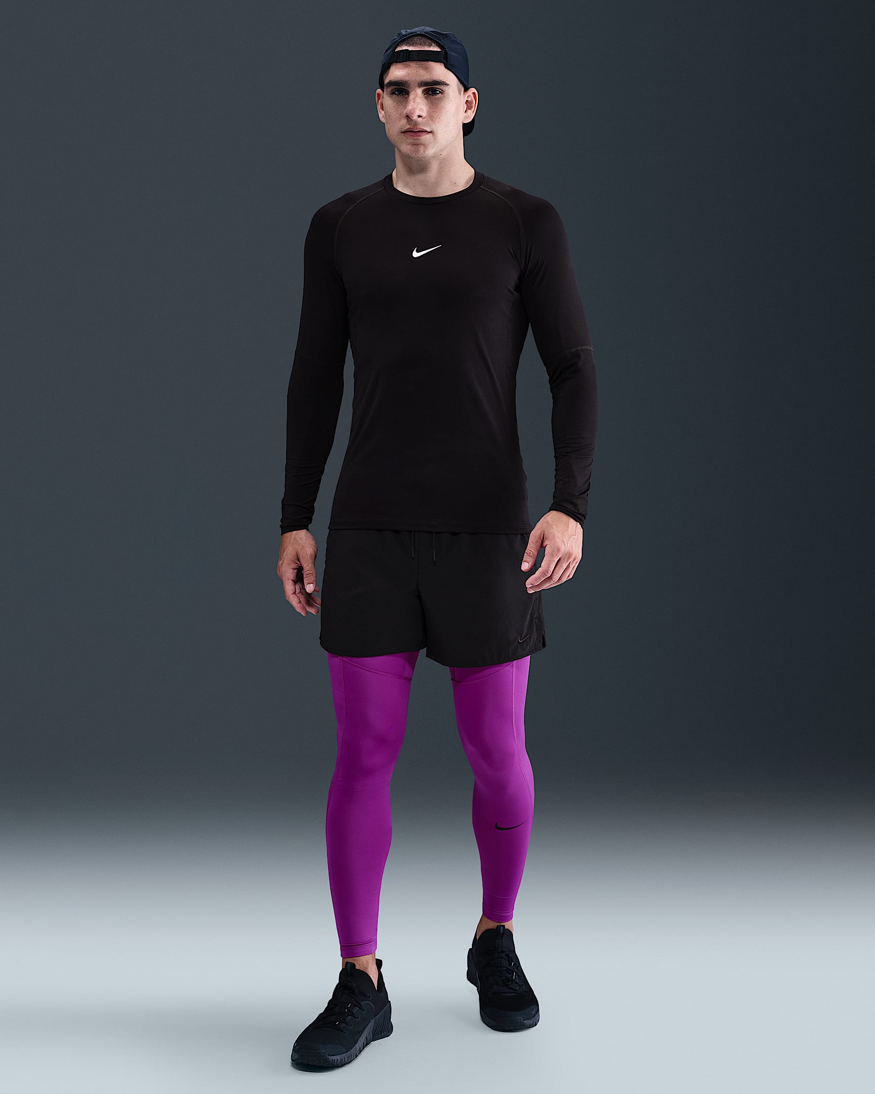 Nike Pro Men's Dri-FIT Fitness Tights - Vivid Purple/Black
