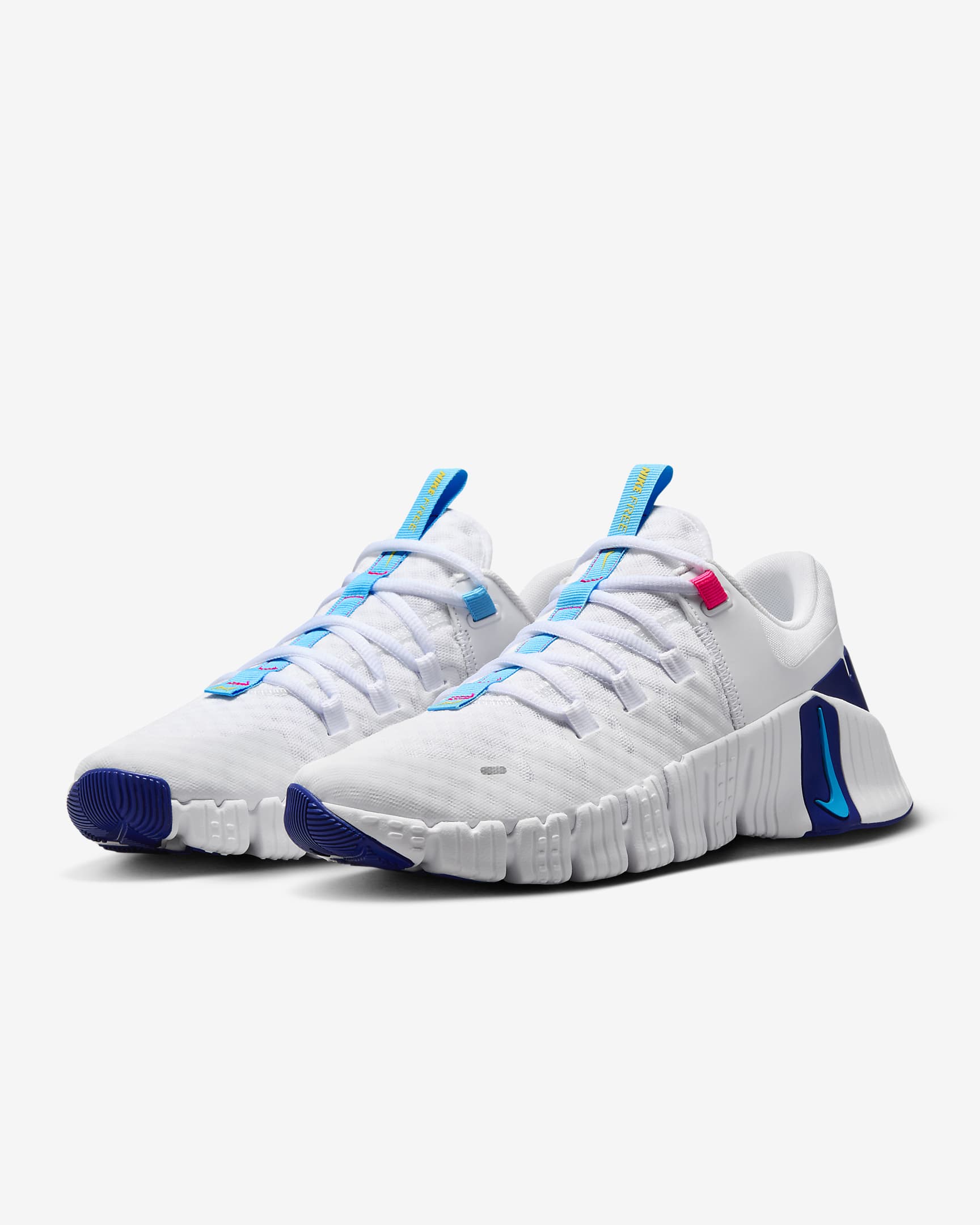 Nike Free Metcon 5 Women's Workout Shoes - White/Fierce Pink/Deep Royal Blue/Aquarius Blue