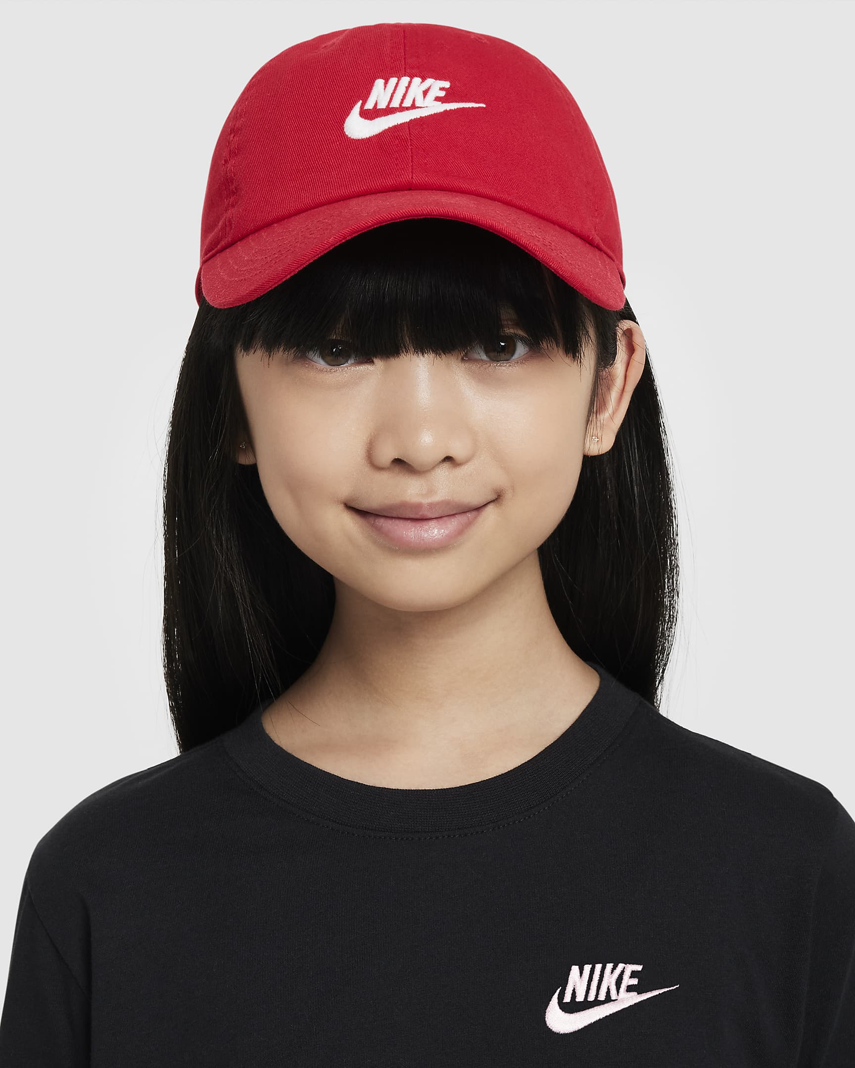 Ustruktureret Nike Club Futura Wash-kasket til børn - University Red/hvid
