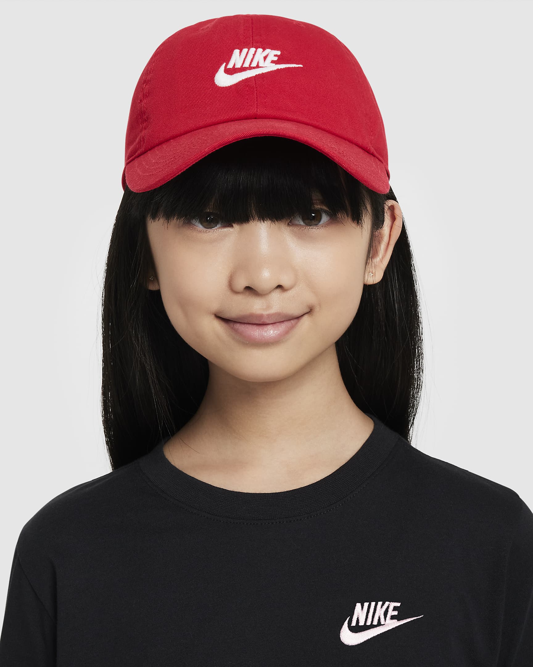 Nike Club Futura ustrukturert, vasket caps til barn - University Red/Hvit