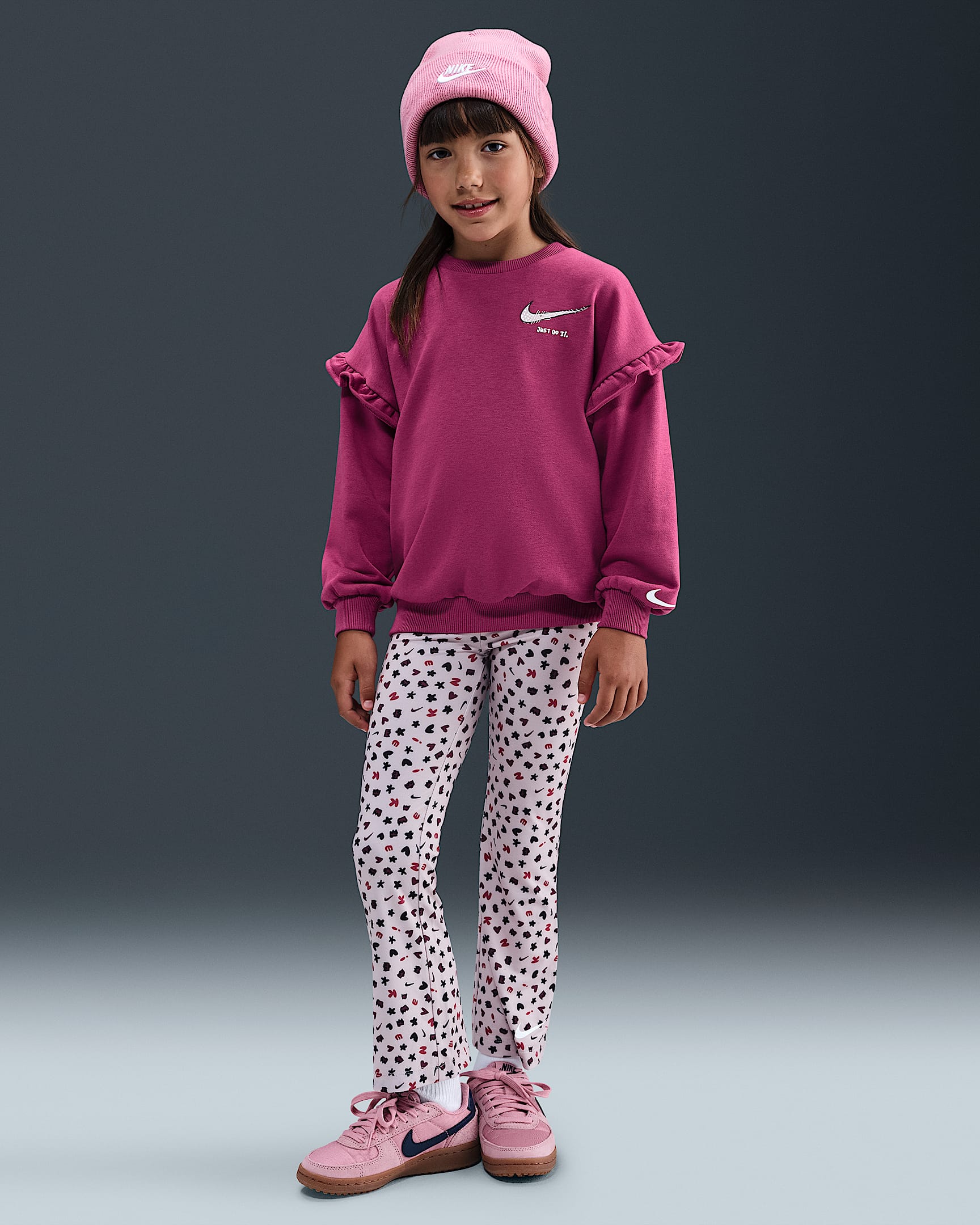Nike Essentials Dri-FIT zweiteiliges Femme-Set mit Print (jüngere Kinder) - Platinum Violet