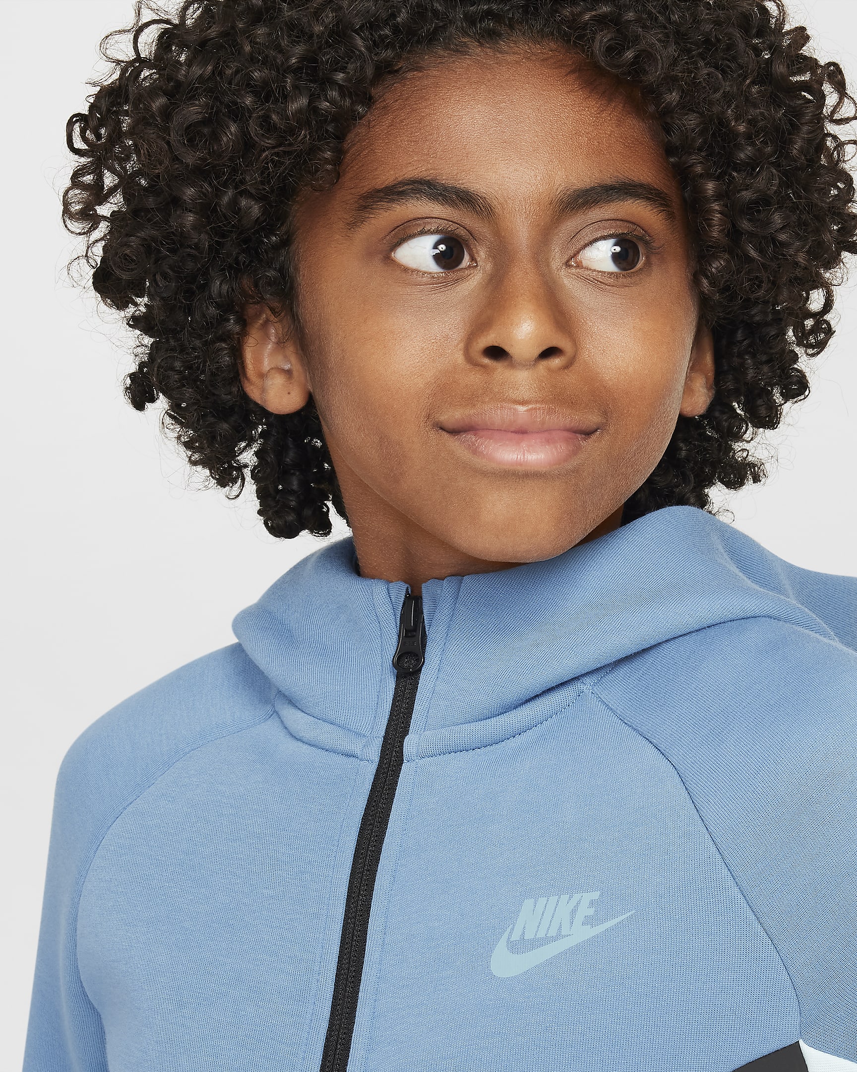 Nike Sportswear Tech Fleece Big Kids' Full-Zip Hoodie - Glacier Blue/Aegean Storm/Black/Denim Turquoise