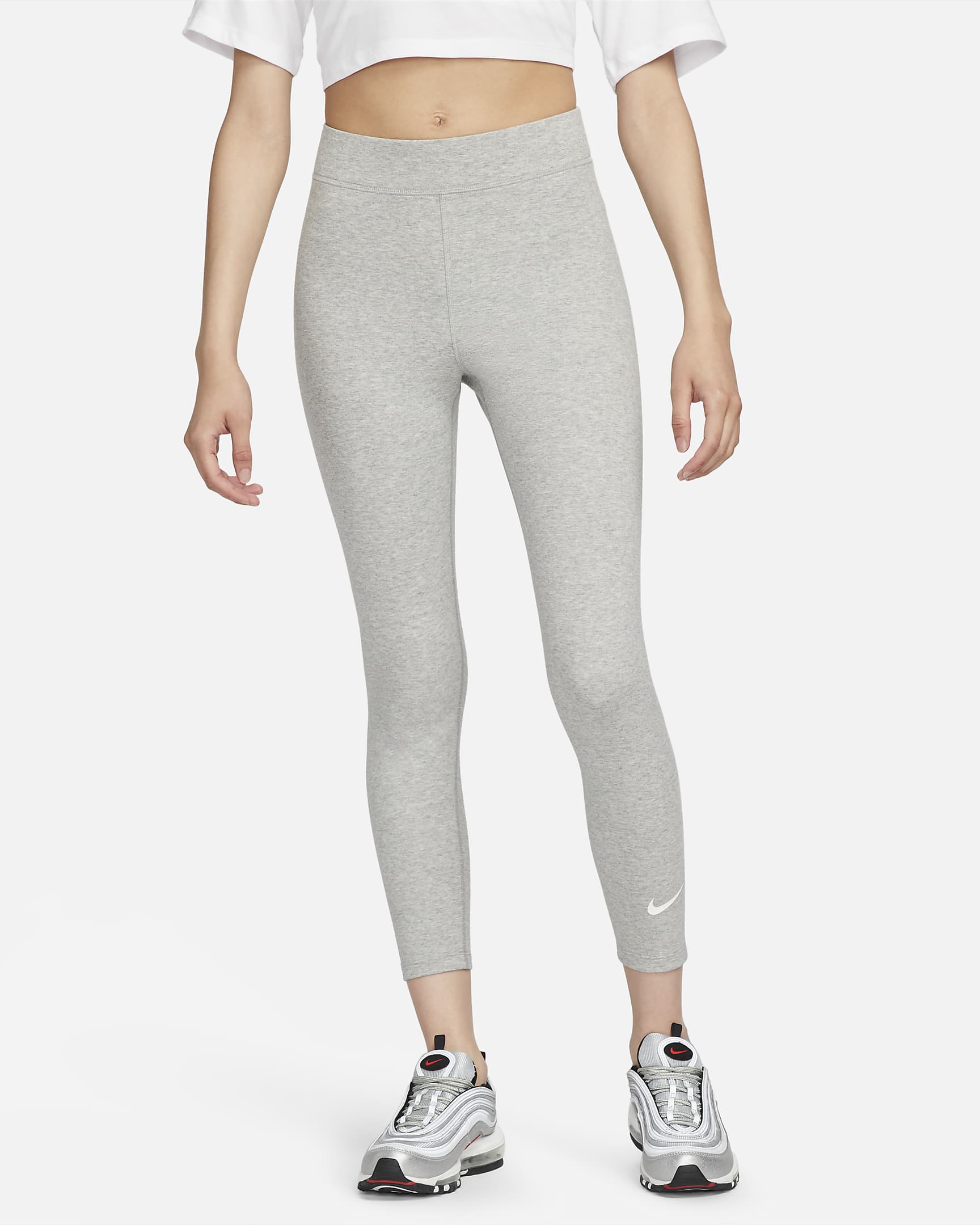 Nike Sportswear Classic leggings i 7/8 lengde med høyt liv til dame - Dark Grey Heather/Sail