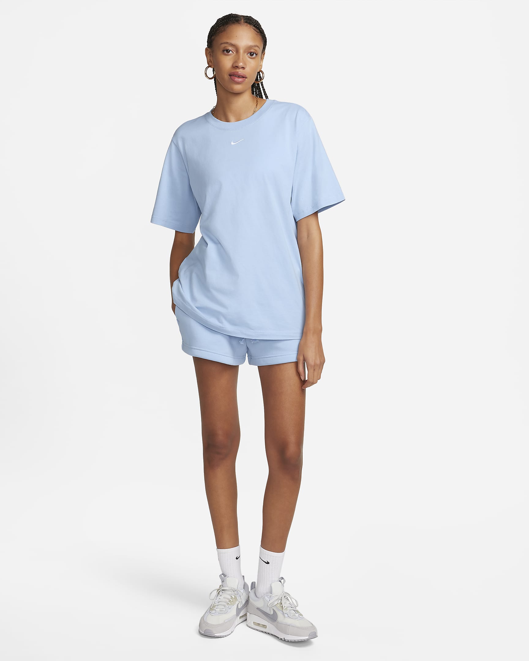 Playera para mujer Nike Sportswear Essential - Azul militar claro/Blanco