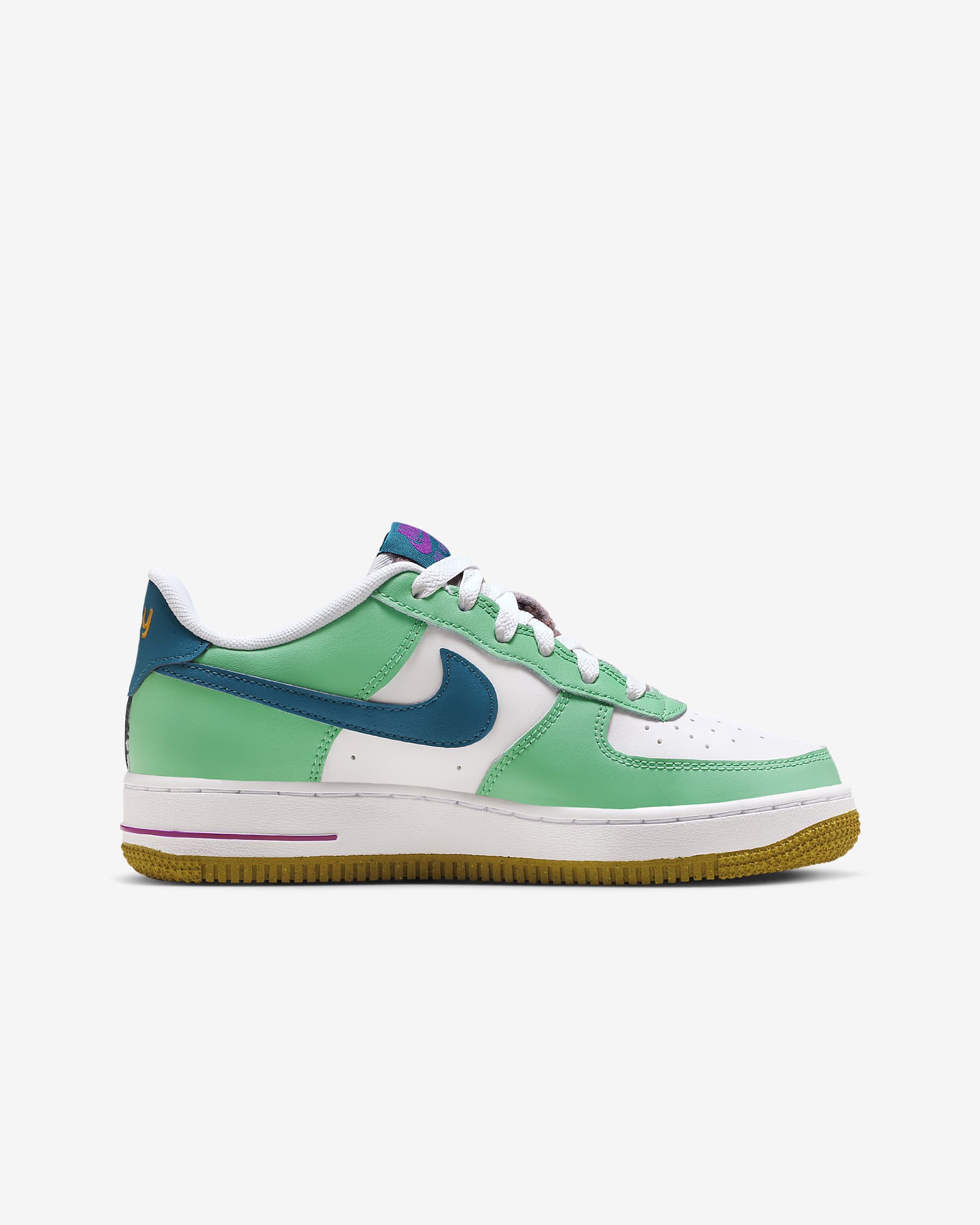 Nike Air Force 1 LV8 Big Kids' Shoes - White/Spring Green/Hyper Violet/Green Abyss