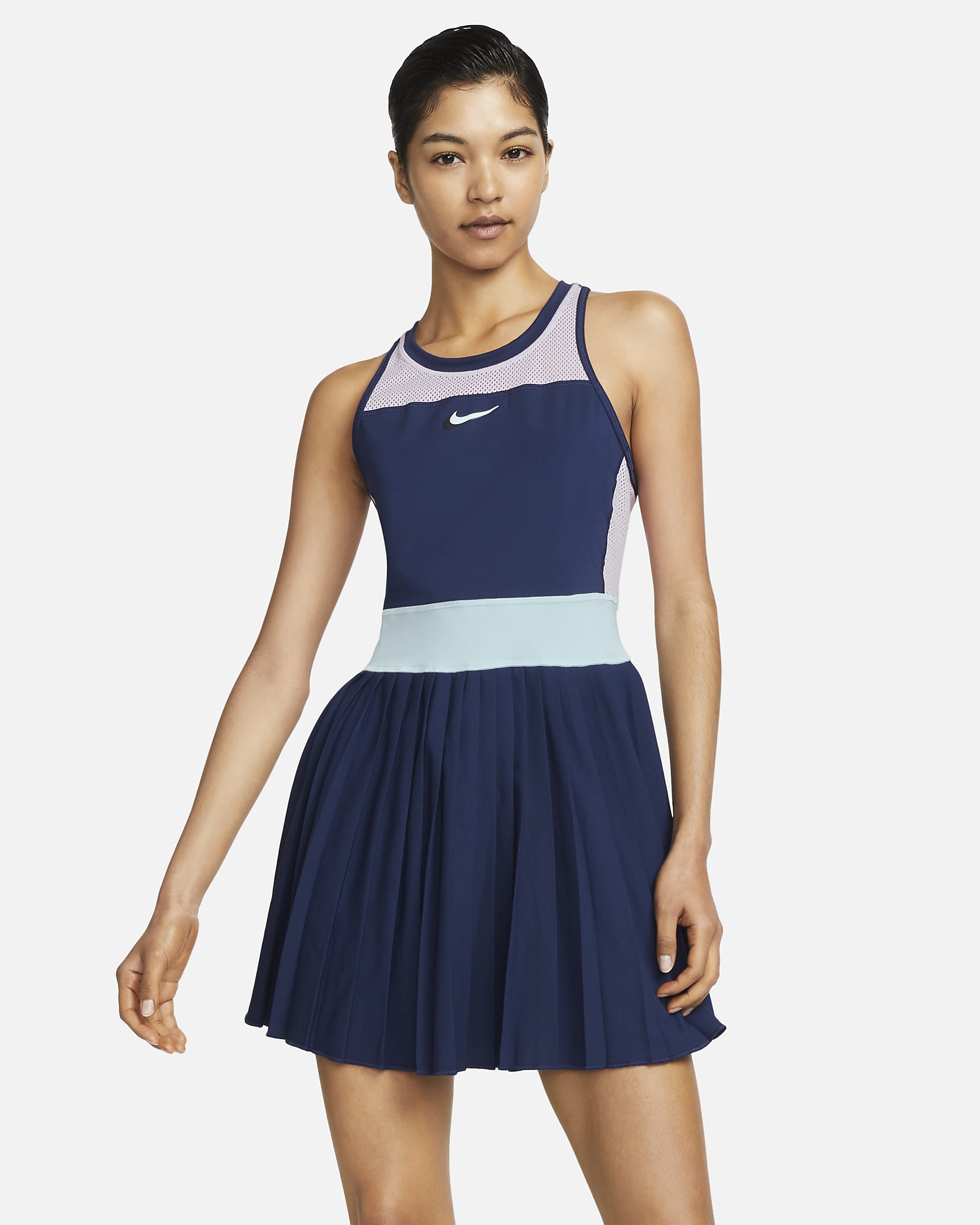 NikeCourt Dri-FIT Slam Women's Tennis Dress - Midnight Navy/Light Arctic Pink/Glacier Blue/White