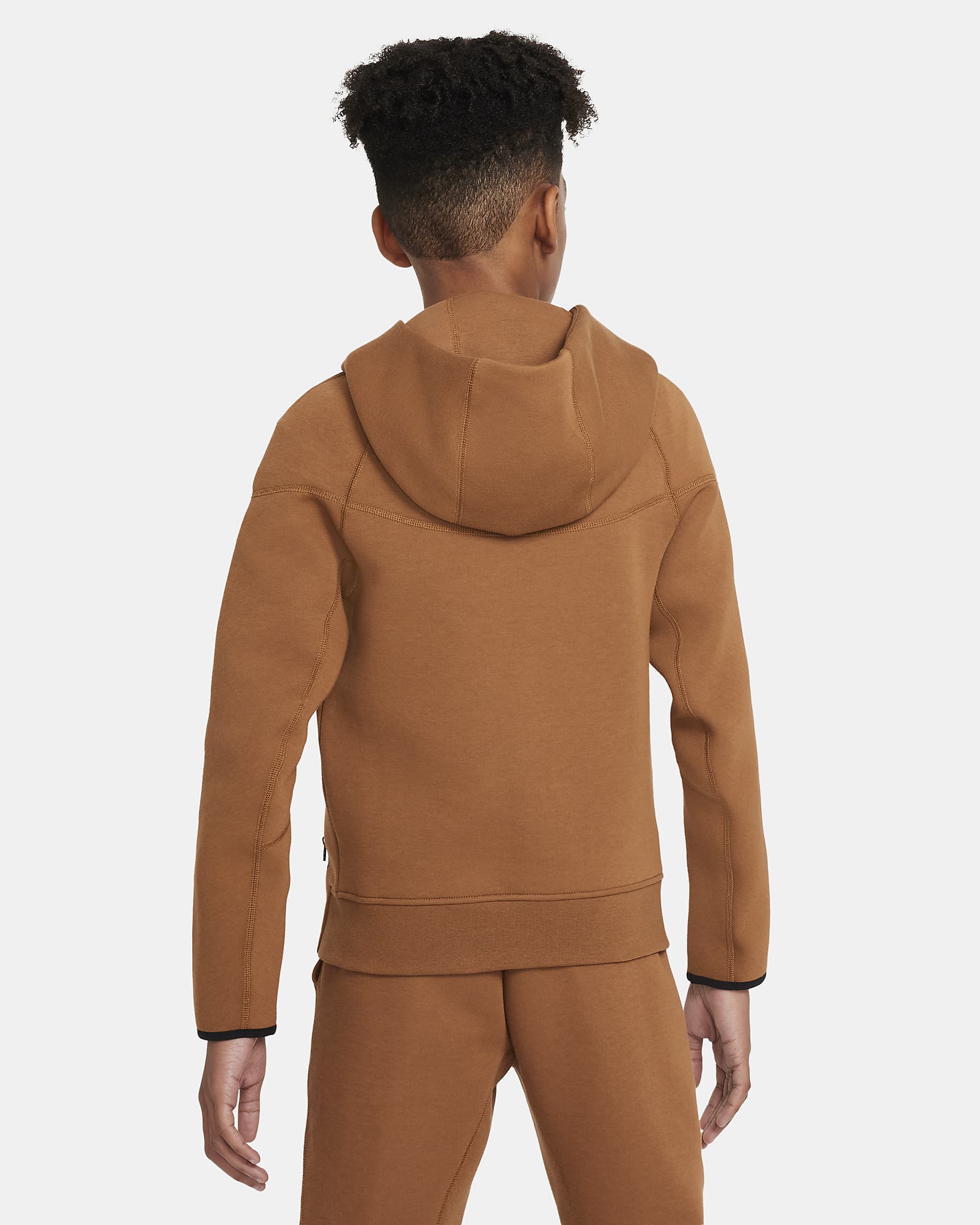 Nike Sportswear Tech Fleece Big Kids' (Boys') Full-Zip Hoodie - Light British Tan/Black/Black