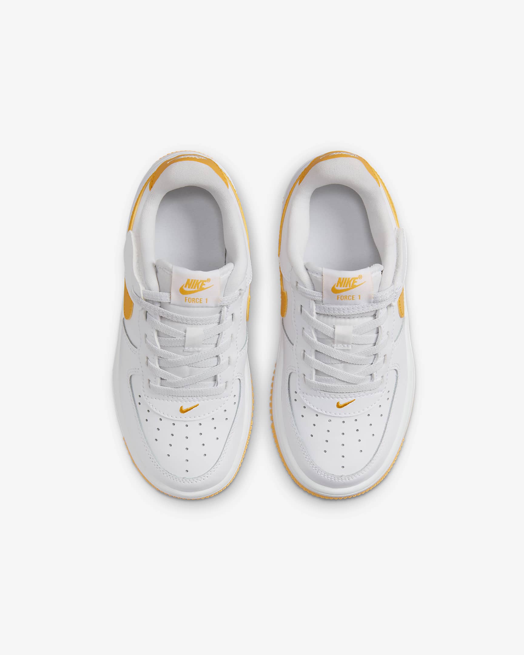 Nike Force 1 Low EasyOn Younger Kids' Shoes - White/White/University Gold