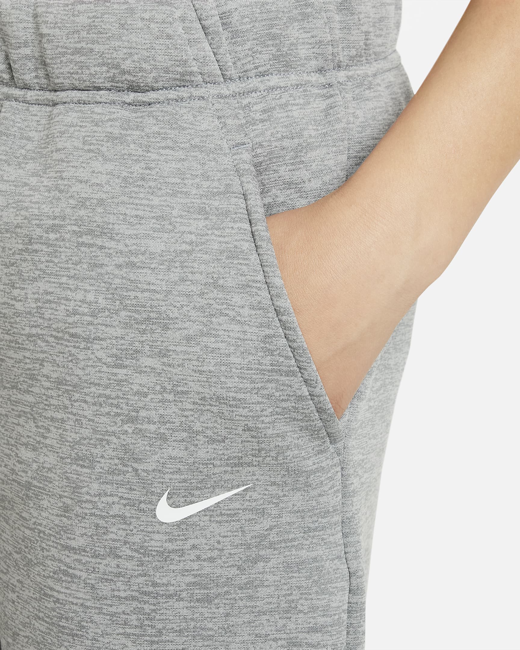 Nike Therma-FIT Big Kids' (Girls') Cuffed Pants - Dark Grey Heather/White