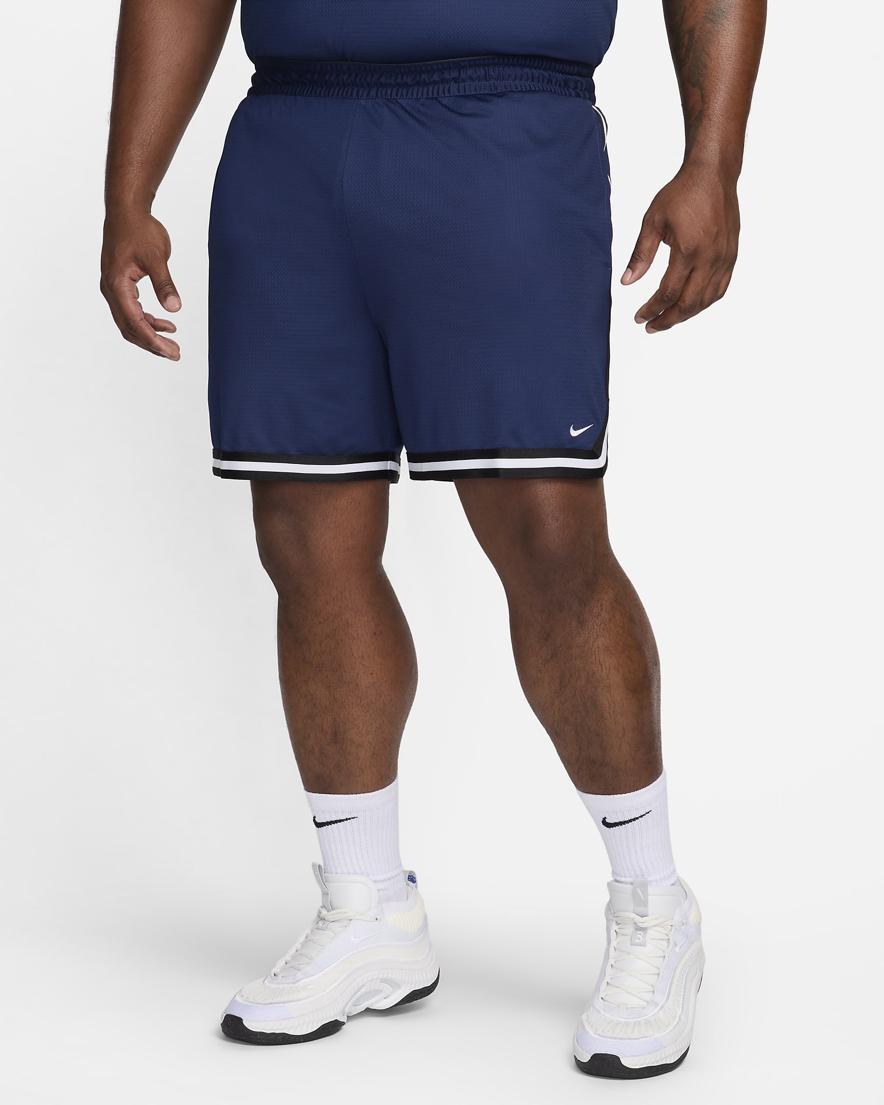 Shorts de básquetbol Dri-FIT de 15 cm para hombre Nike DNA - Azul marino medianoche/Negro/Blanco