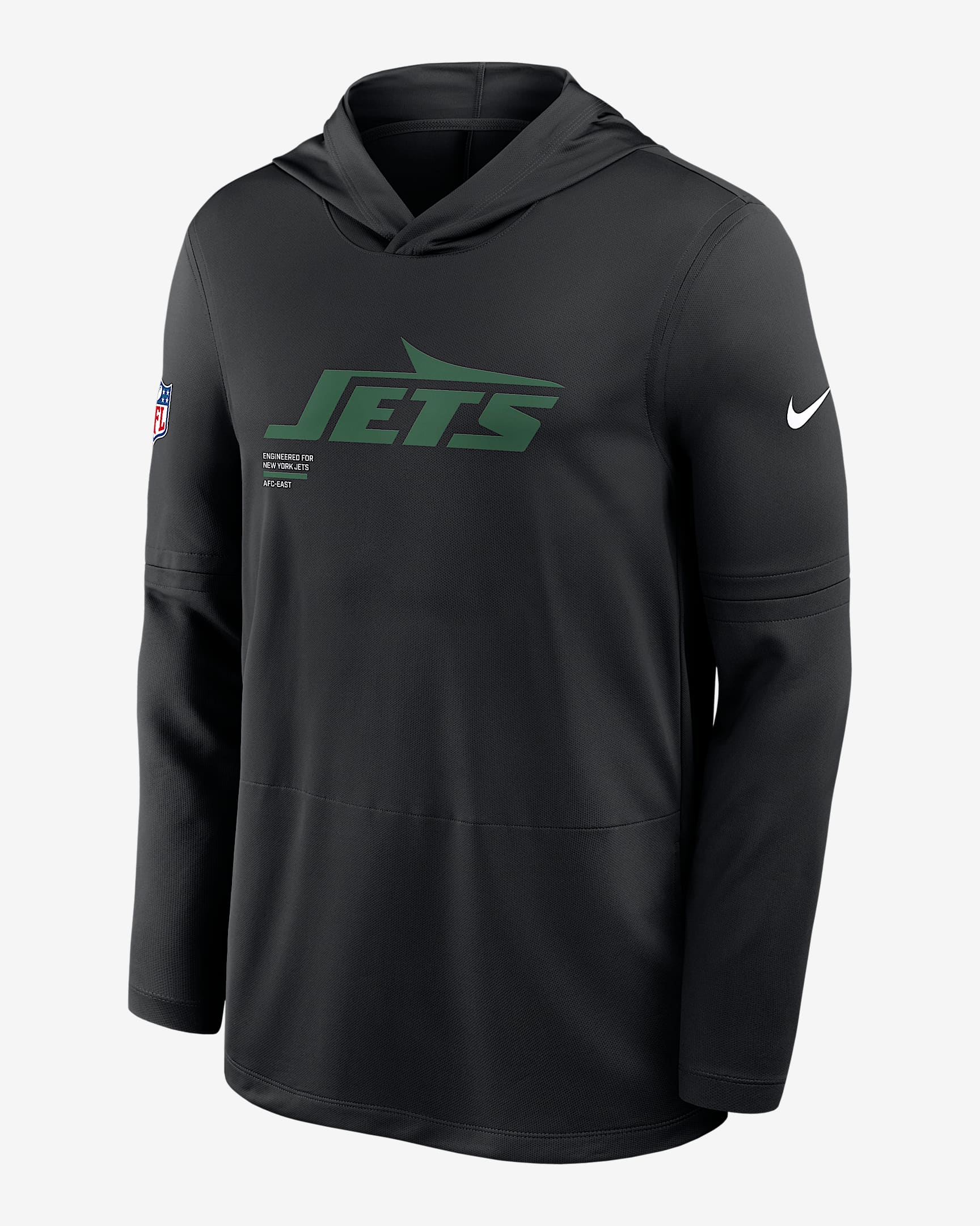 New York Jets Pure Fury Sideline Men's Nike Dri-FIT NFL Long-Sleeve Hooded Top - Black