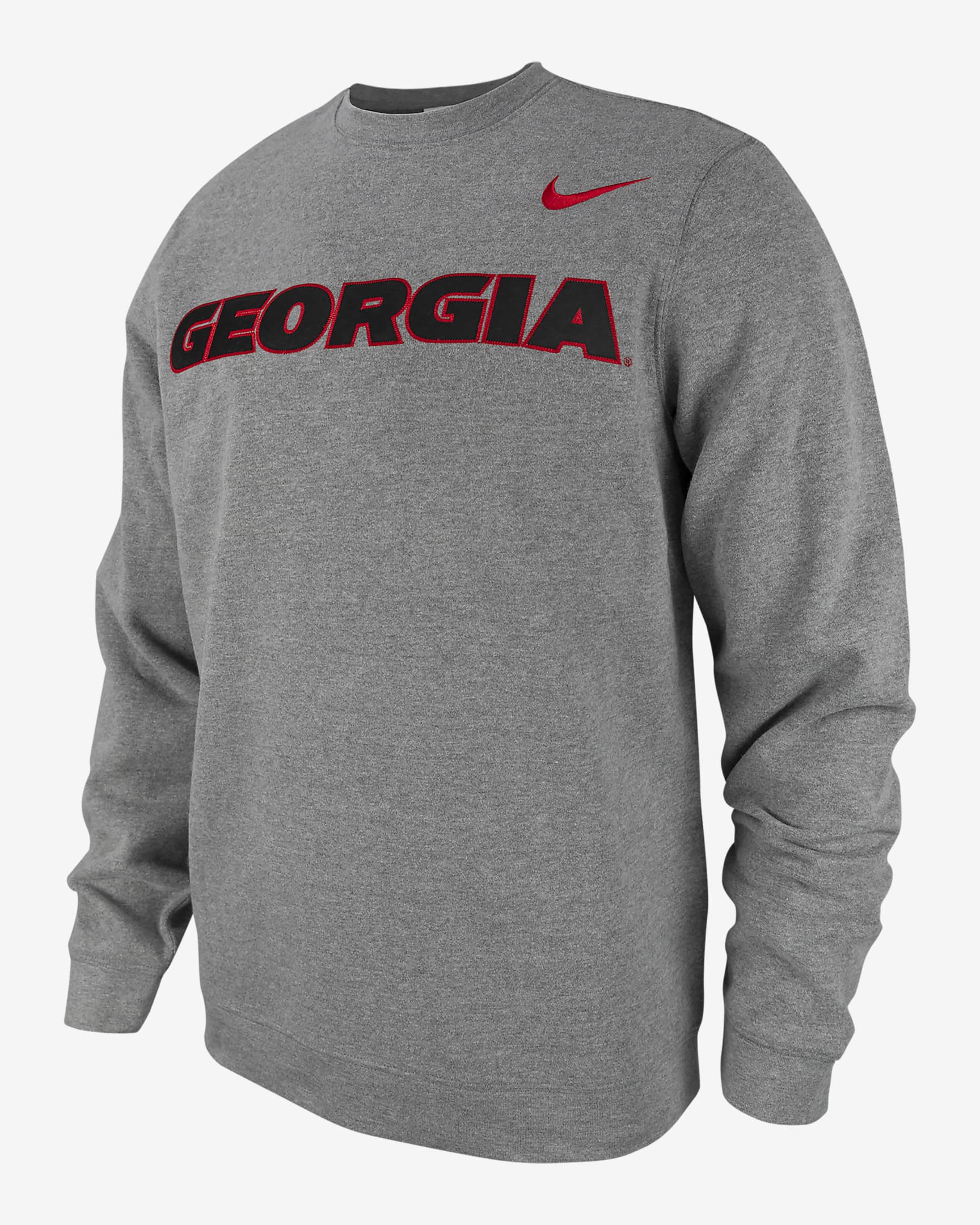 Georgia Club Fleece Men's Nike College Crew-Neck Sweatshirt - Carbon Heather