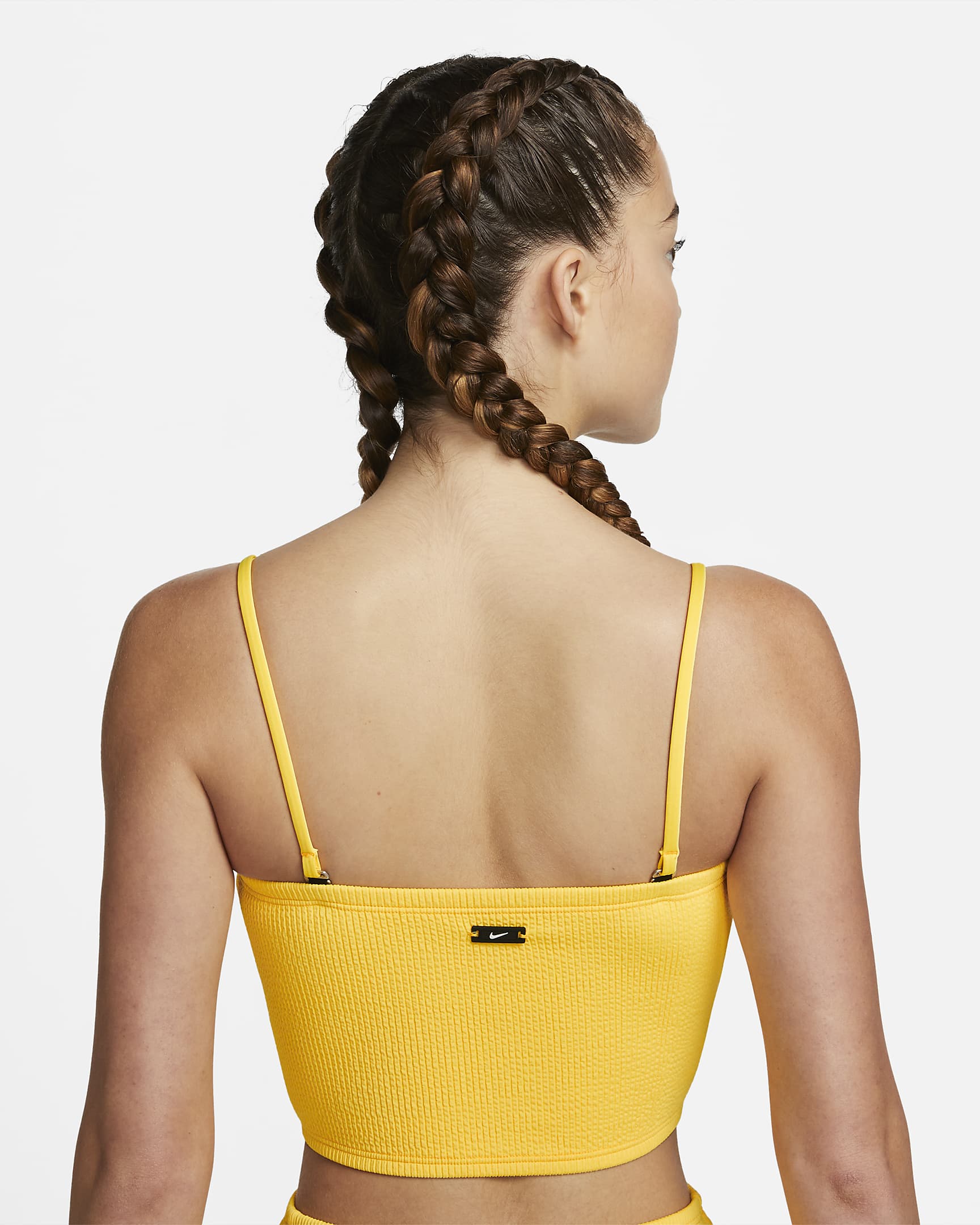 Parte superior de traje de baño tipo bandeau midkini para mujer Nike - Limón pulso