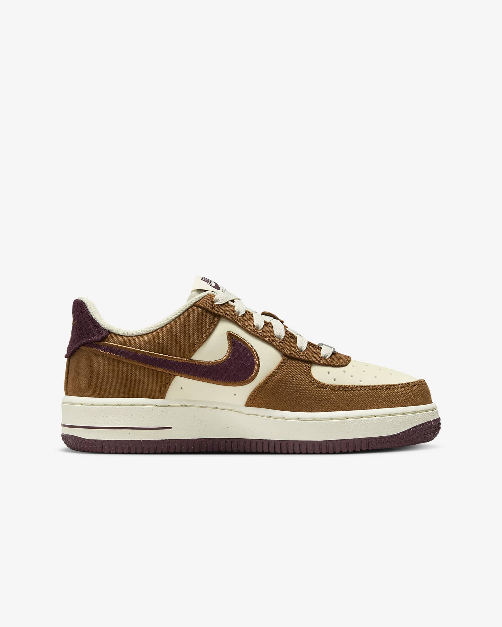 Nike Air Force 1 LV8 Older Kids' Shoes - Light British Tan/Coconut Milk/Gum Dark Brown/Burgundy Crush