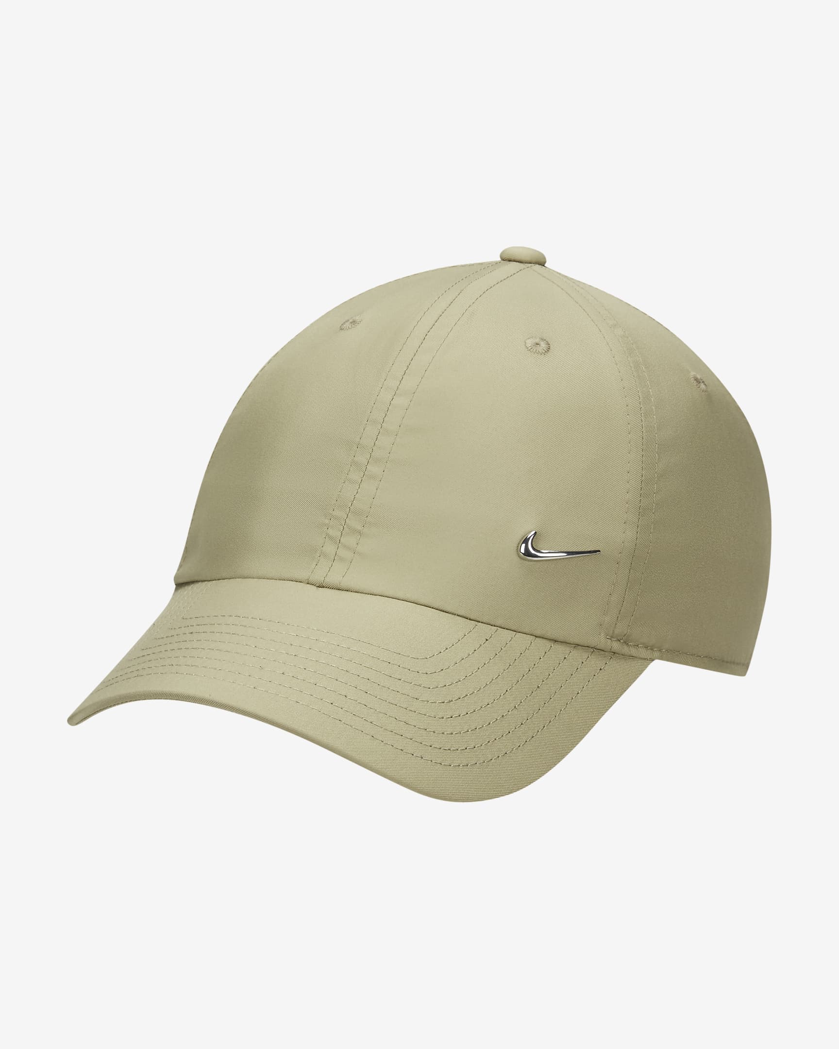 Nike Dri-FIT Club ustrukturert caps med Swoosh-logo i metall - Neutral Olive/Metallic Silver