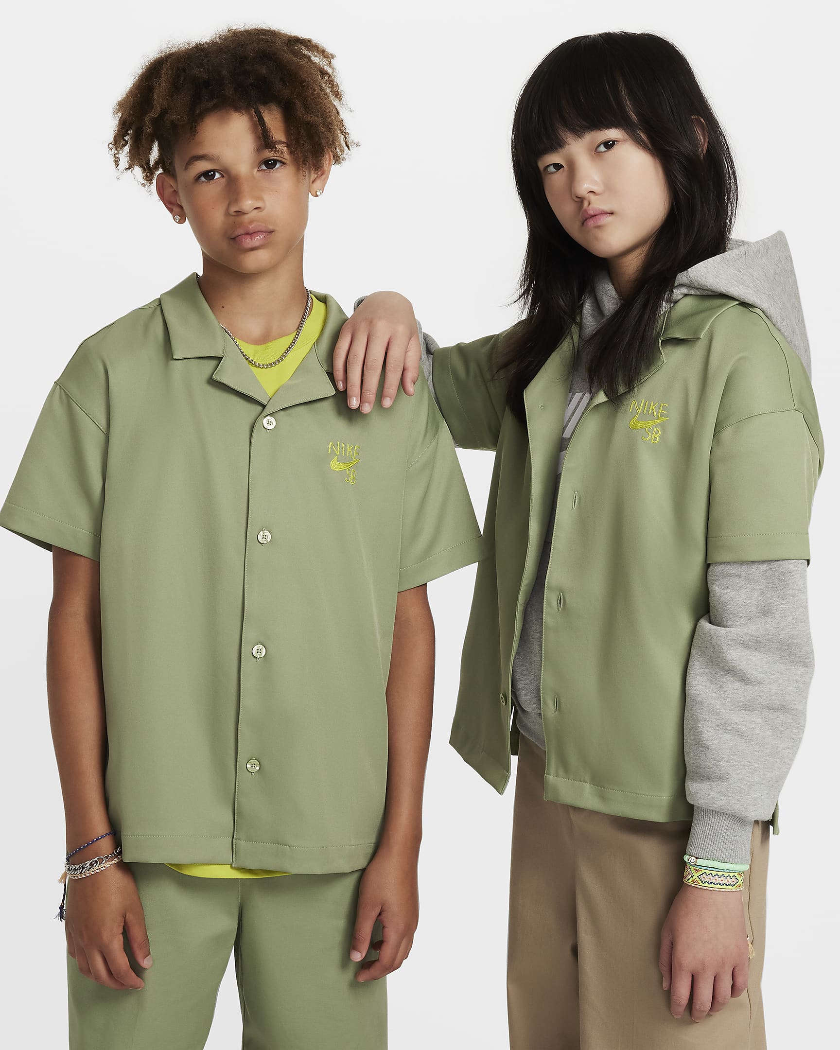 Nike SB Dri-FIT-Bowling-Shirt (ältere Kinder) - Oil Green