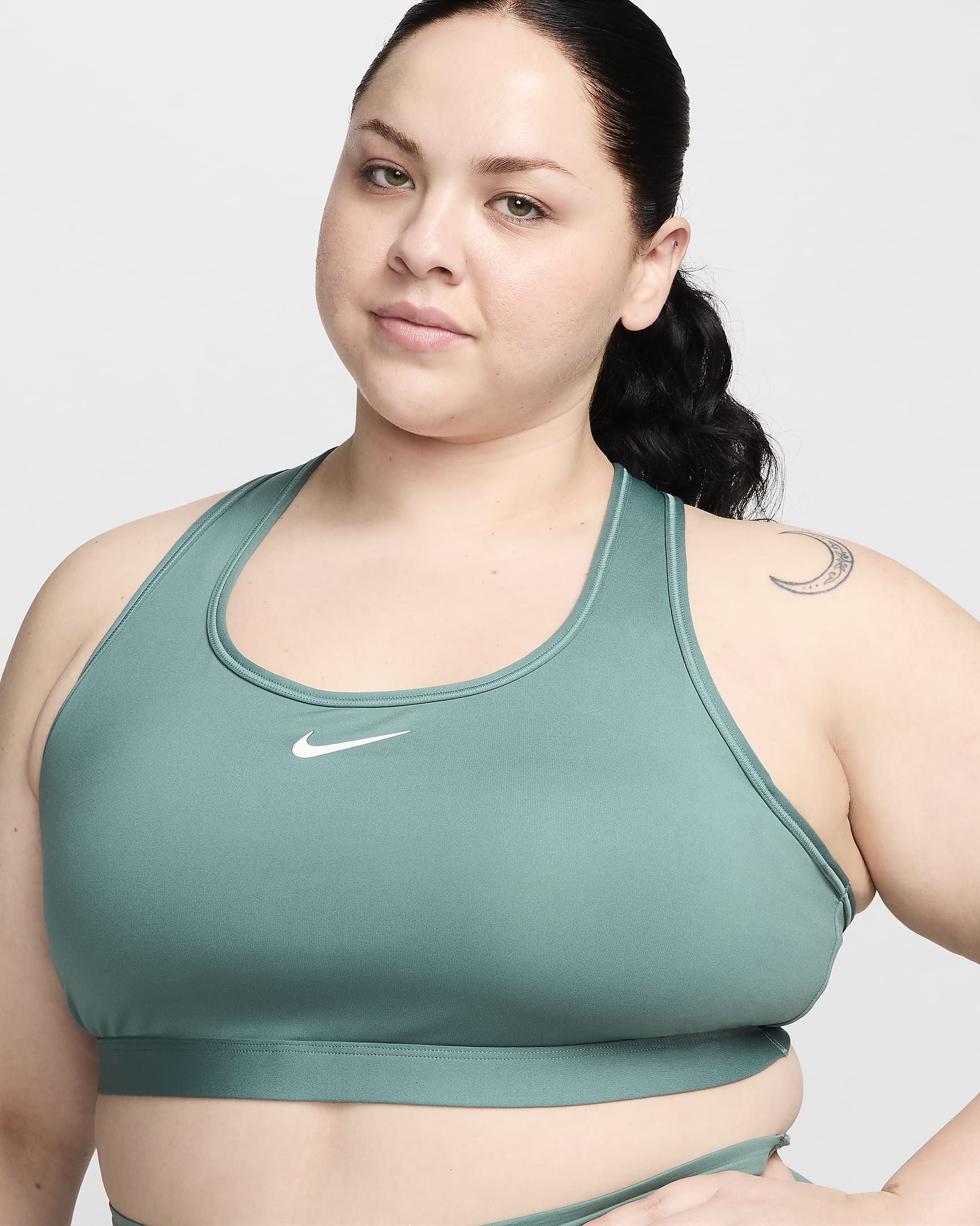 Nike Swoosh Medium Support Women's Padded Sports Bra (Plus Size) - Bicoastal/White