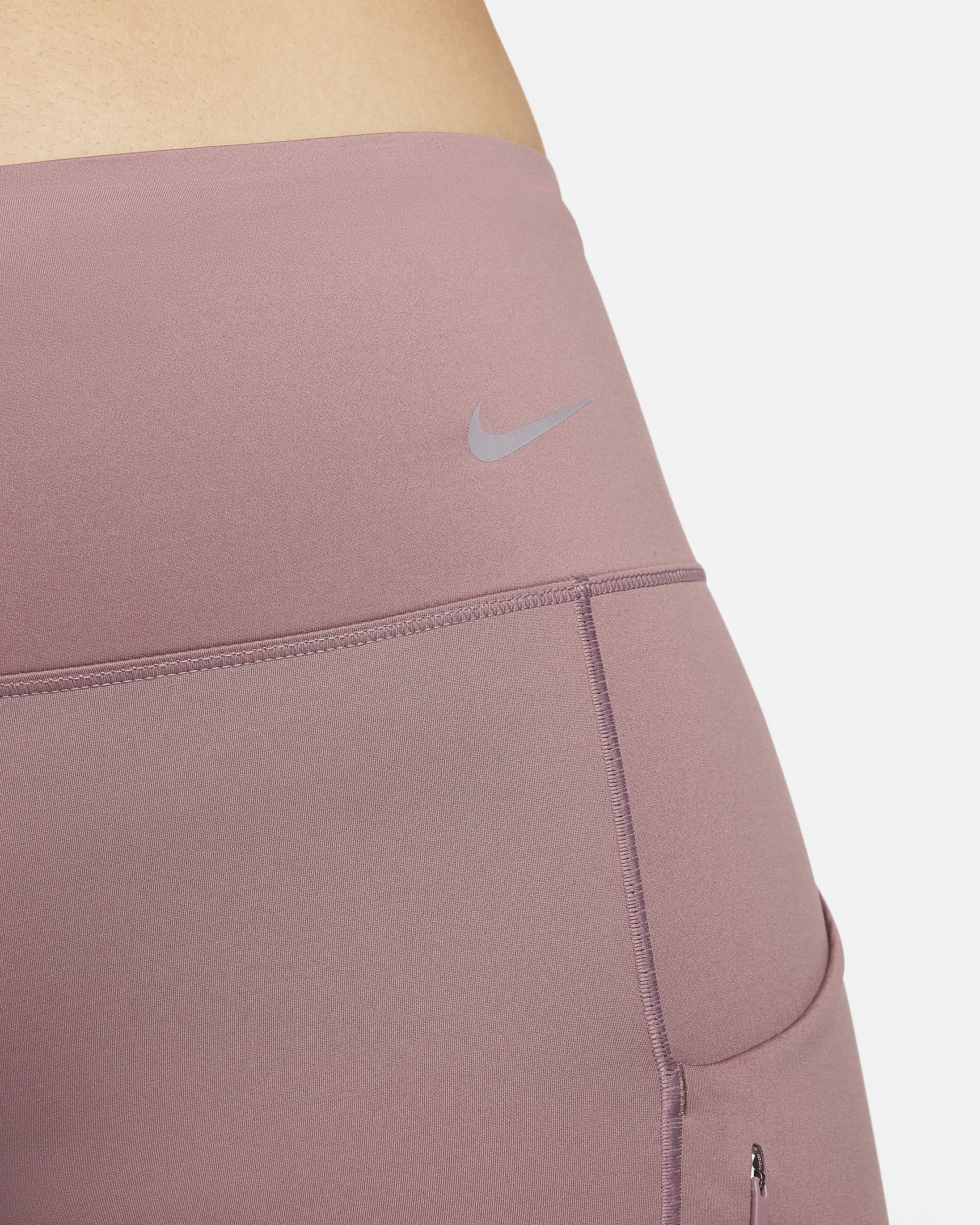 Nike Go Women's Firm-Support Mid-Rise 20cm (approx.) Biker Shorts with Pockets - Smokey Mauve/Black