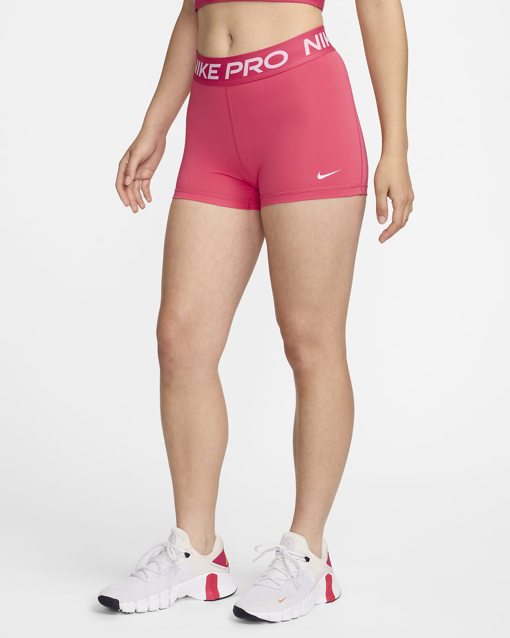 Shorts de 7.5 cm para mujer Nike Pro - Rosa margarita/Blanco