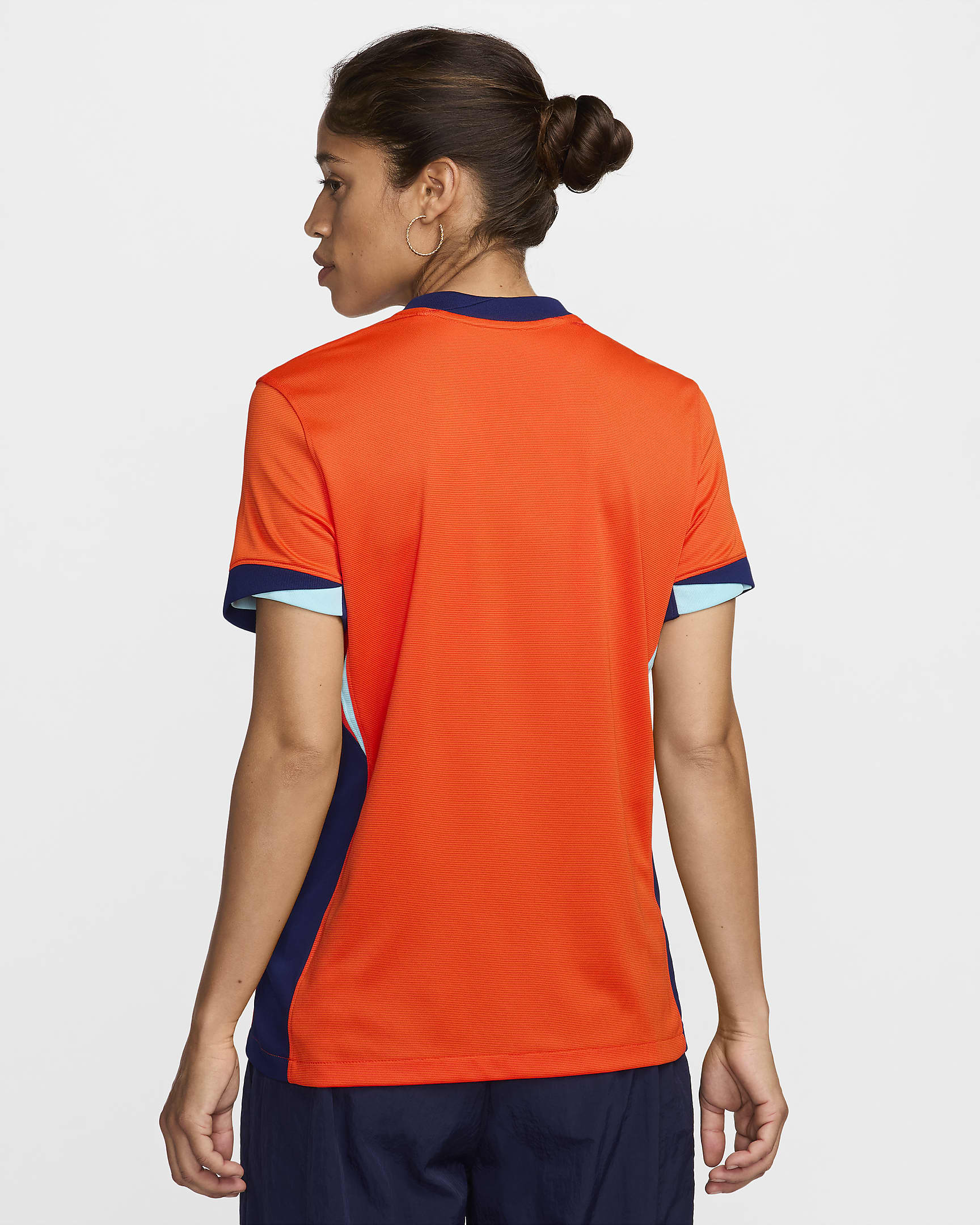 Nederland 2024/25 Stadium Nike Dri-FIT fotballdrakt til dame (kvinnelaget, bortedrakt) - Safety Orange/Blue Void/Copa/Blue Void