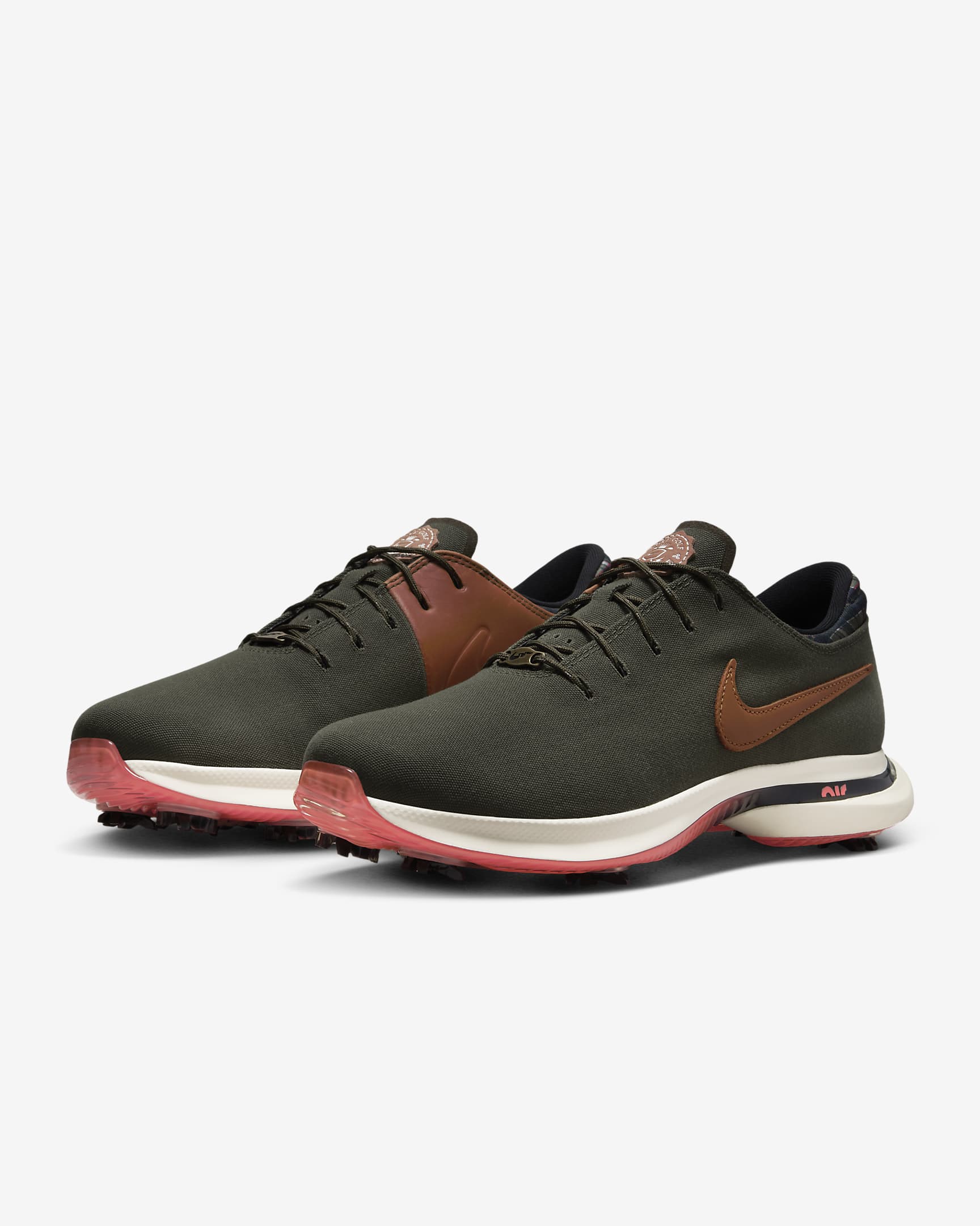 Nike Victory Tour 3 Golf Shoes (Extra Wide) - Cargo Khaki/Black/Hot Punch/Light British Tan