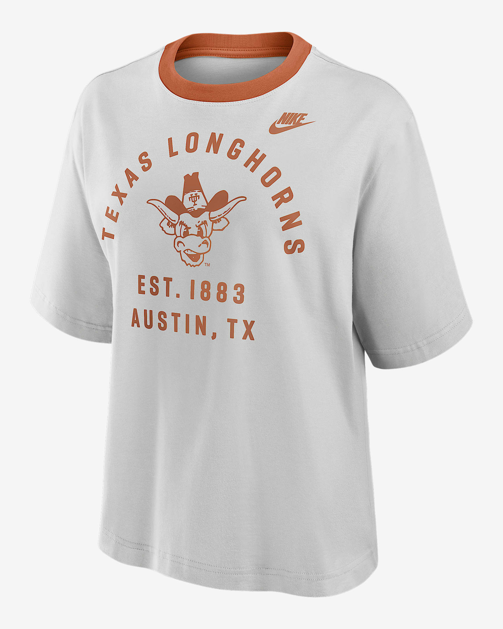 Texas Legacy Arch Script Boxy Women's Nike College T-Shirt - Grey