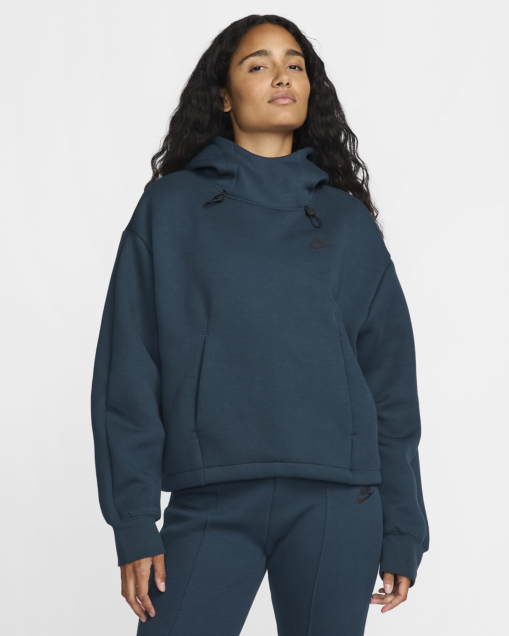 Sudadera con gorro oversized para mujer Nike Sportswear Tech Fleece - Azul marino militar/Negro