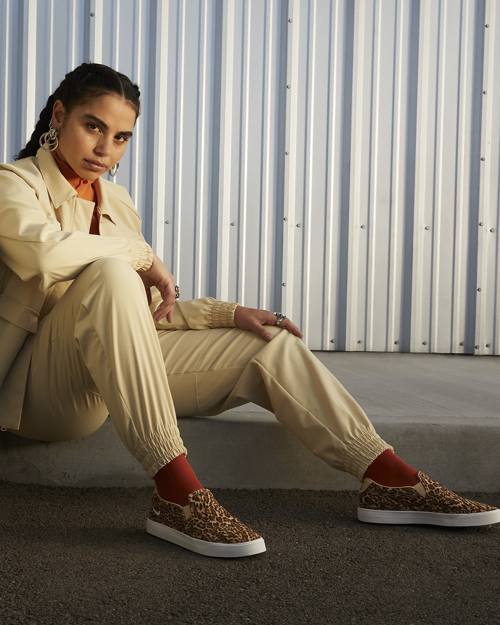 NikeCourt Legacy Leopard Women's Slip-On Shoes - Sesame/Desert Ochre/Summit White/Phantom