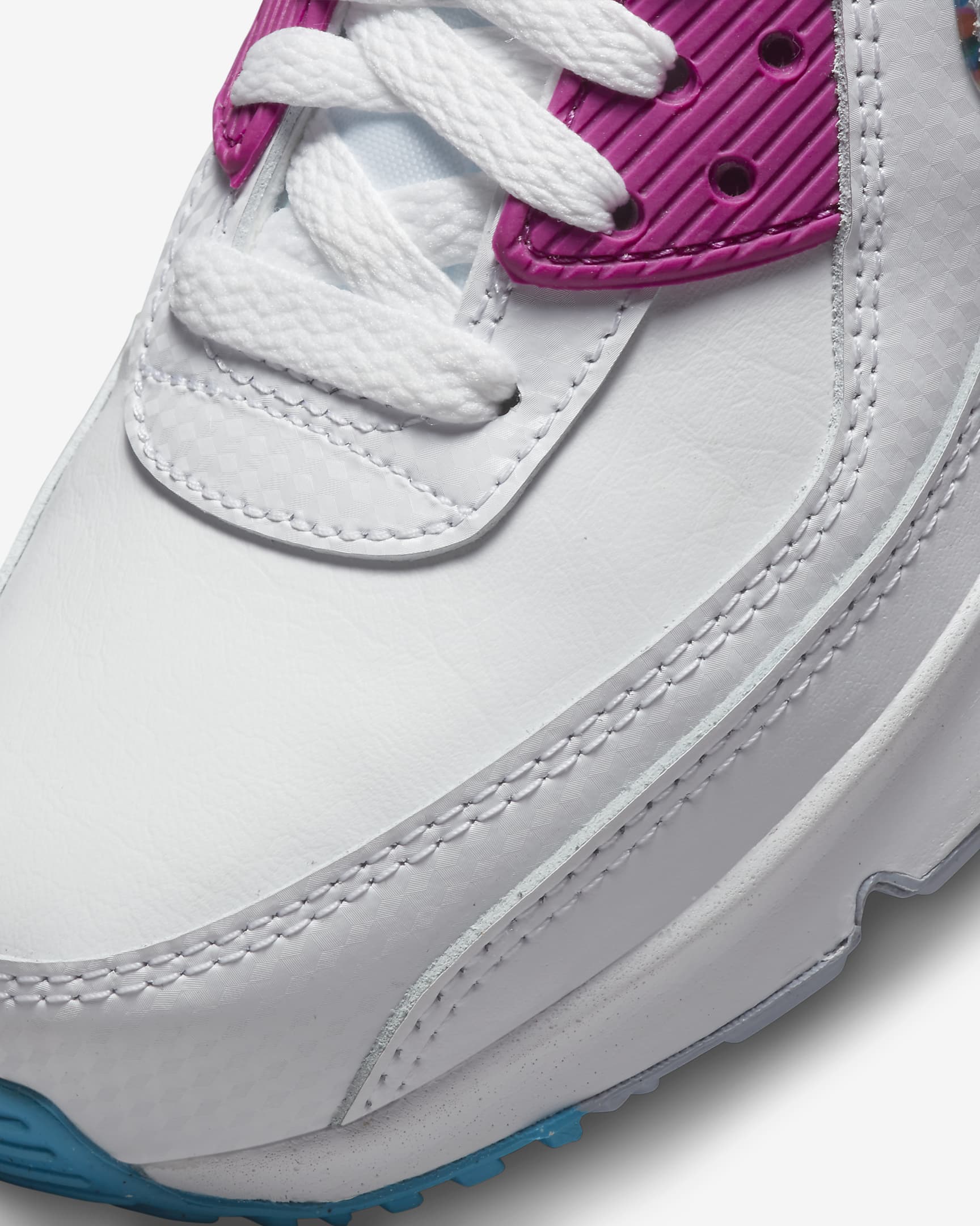 Nike Air Max 90 LTR SE Big Kids' Shoes - White/Active Fuchsia/Blue Lightning/Multi-Color