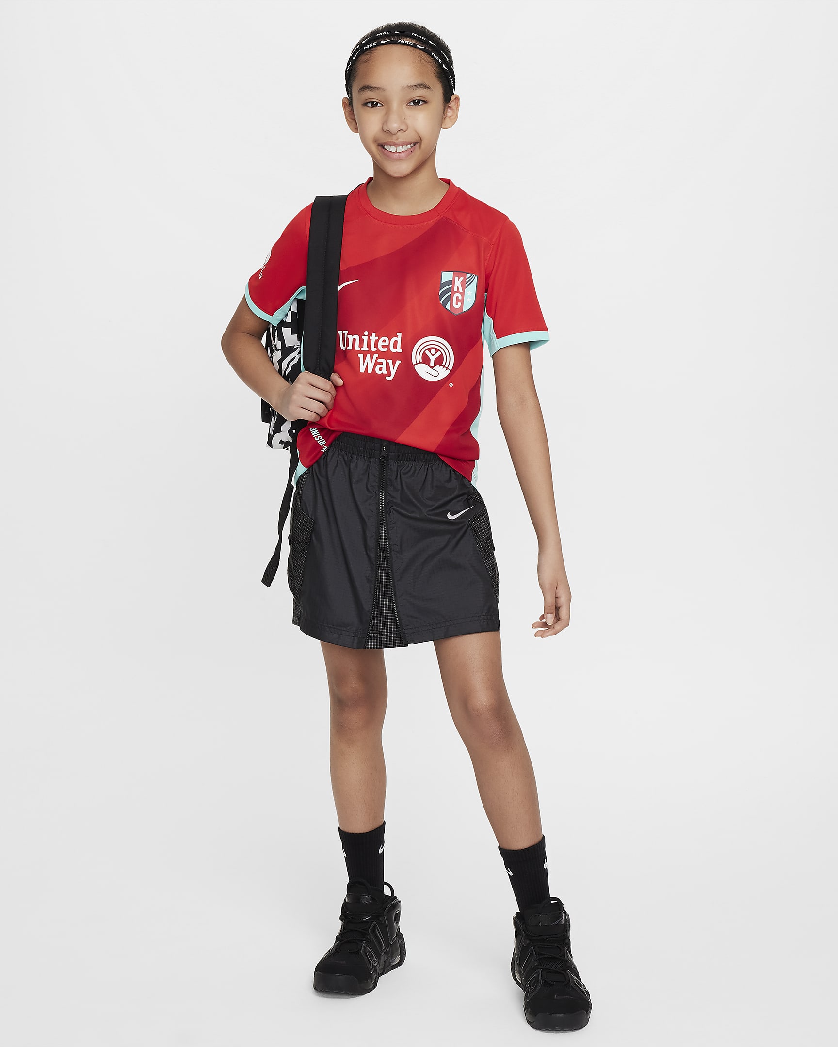 Jersey Nike Dri-FIT de la NWSL tipo réplica para niños talla grande Kansas City Current 2024 Stadium Primary - Rojo cometa