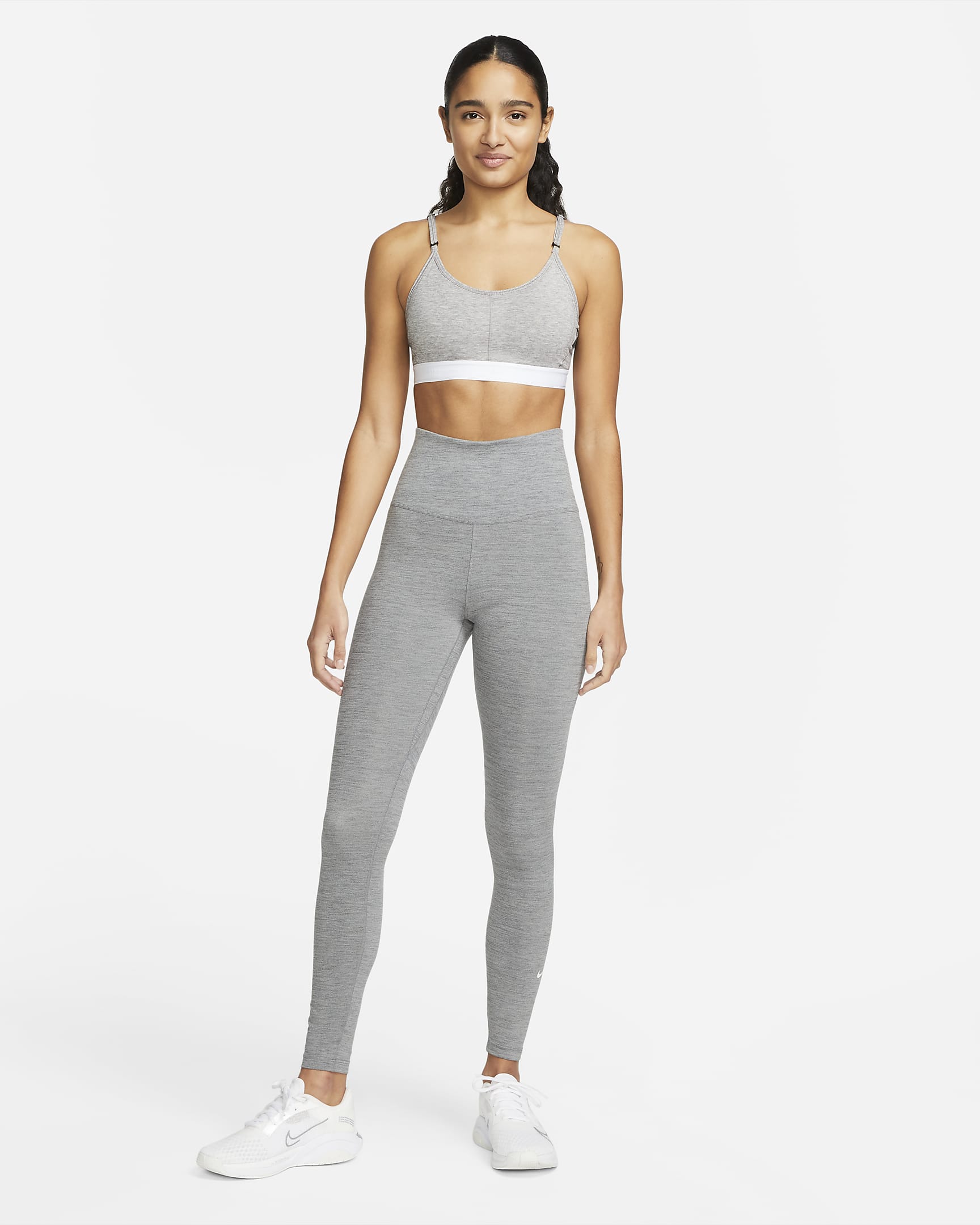 Leggings de tiro alto para mujer Nike One - Gris hierro/Jaspeado/Blanco