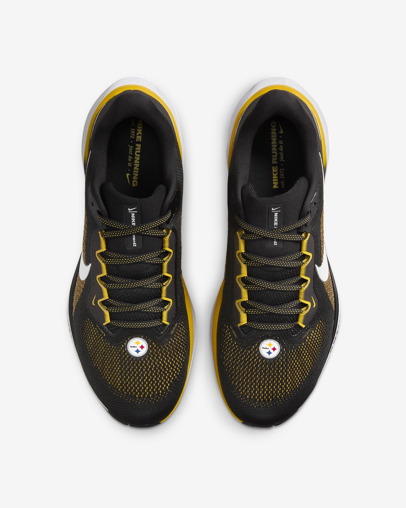 Nike Pegasus 41 NFL Pittsburgh Steelers Men's Road Running Shoes - Black/White/University Gold/White