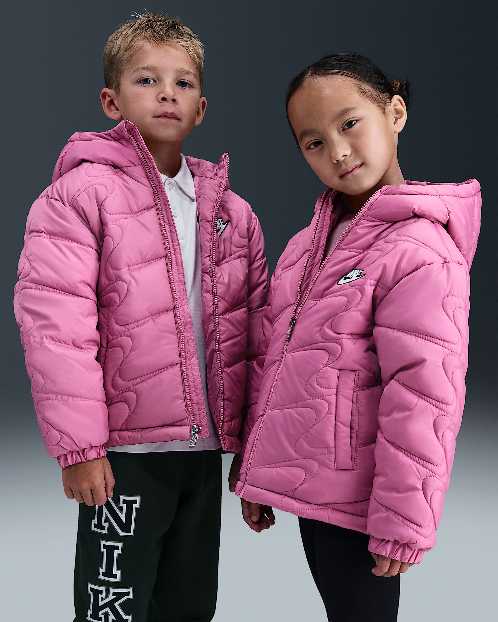 Nike Little Kids' Swoosh Quilted Puffer Jacket - Magic Flamingo